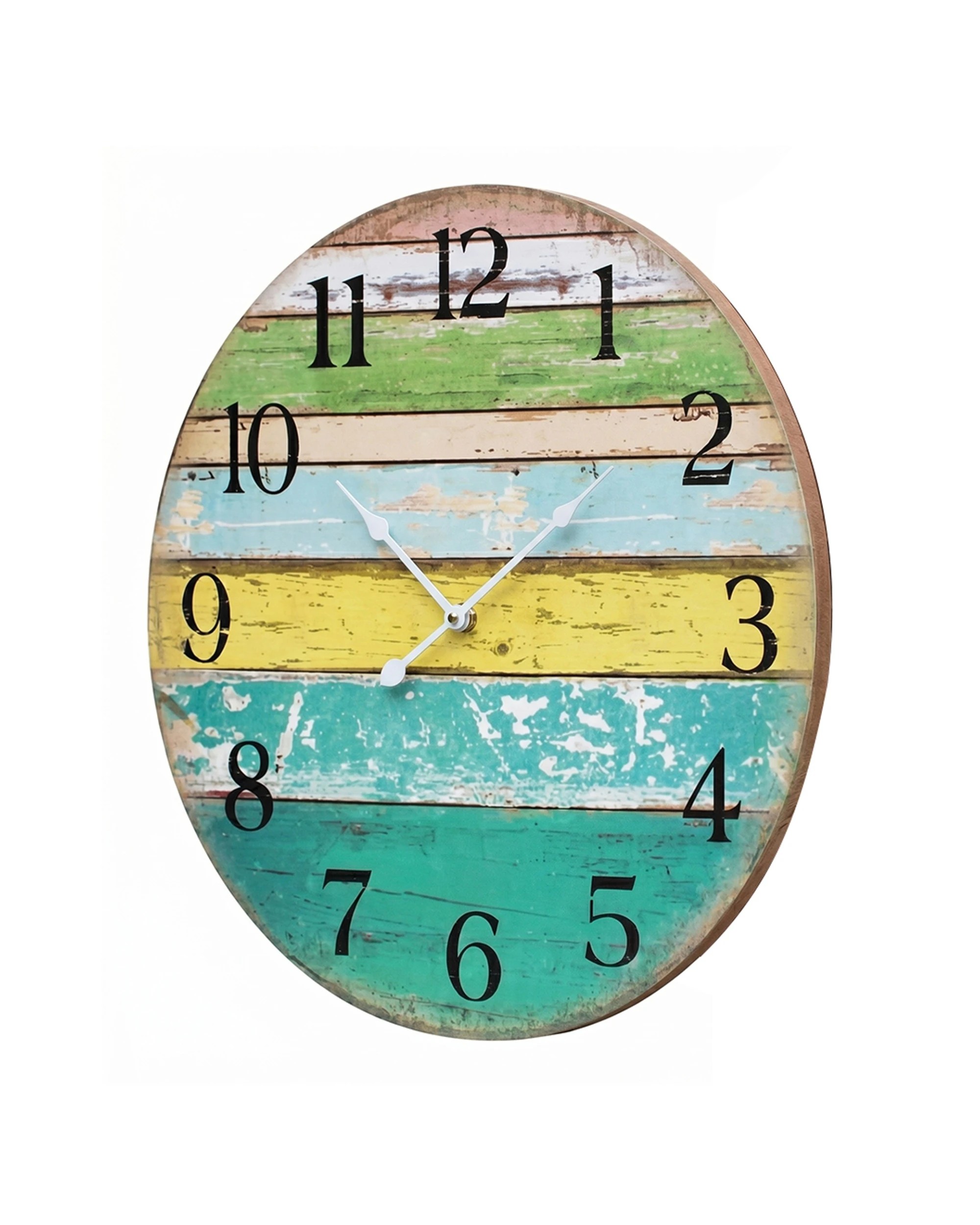 2 LVD Weathered Wood Coastal Coloured Board Home Decor Wall Clock 58cm - Multi, 2 of 3