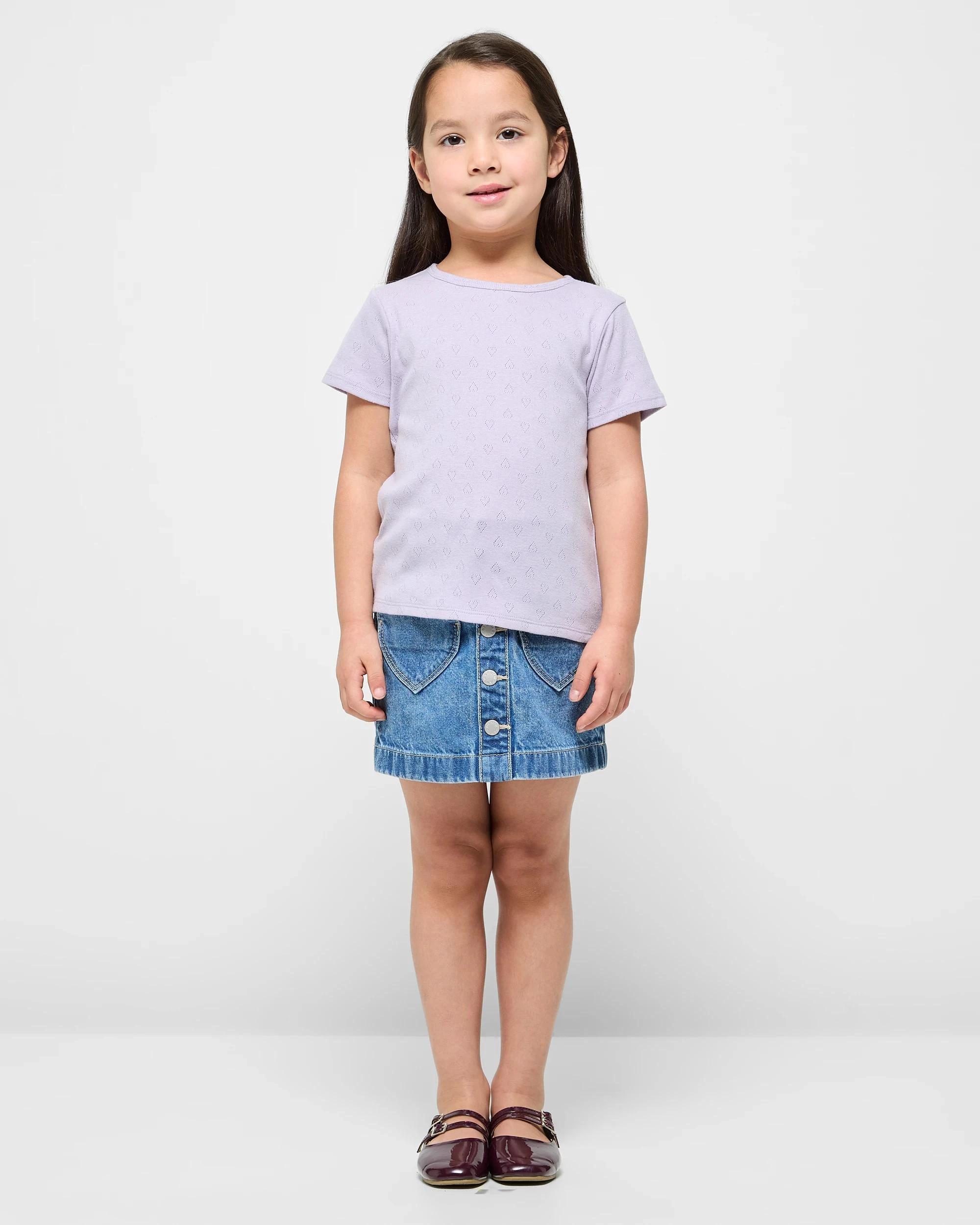 3 Target Australian Cotton Pointelle and Rib T-shirts 2 Pack PURPLE HEART/WHITE, 3 of 6