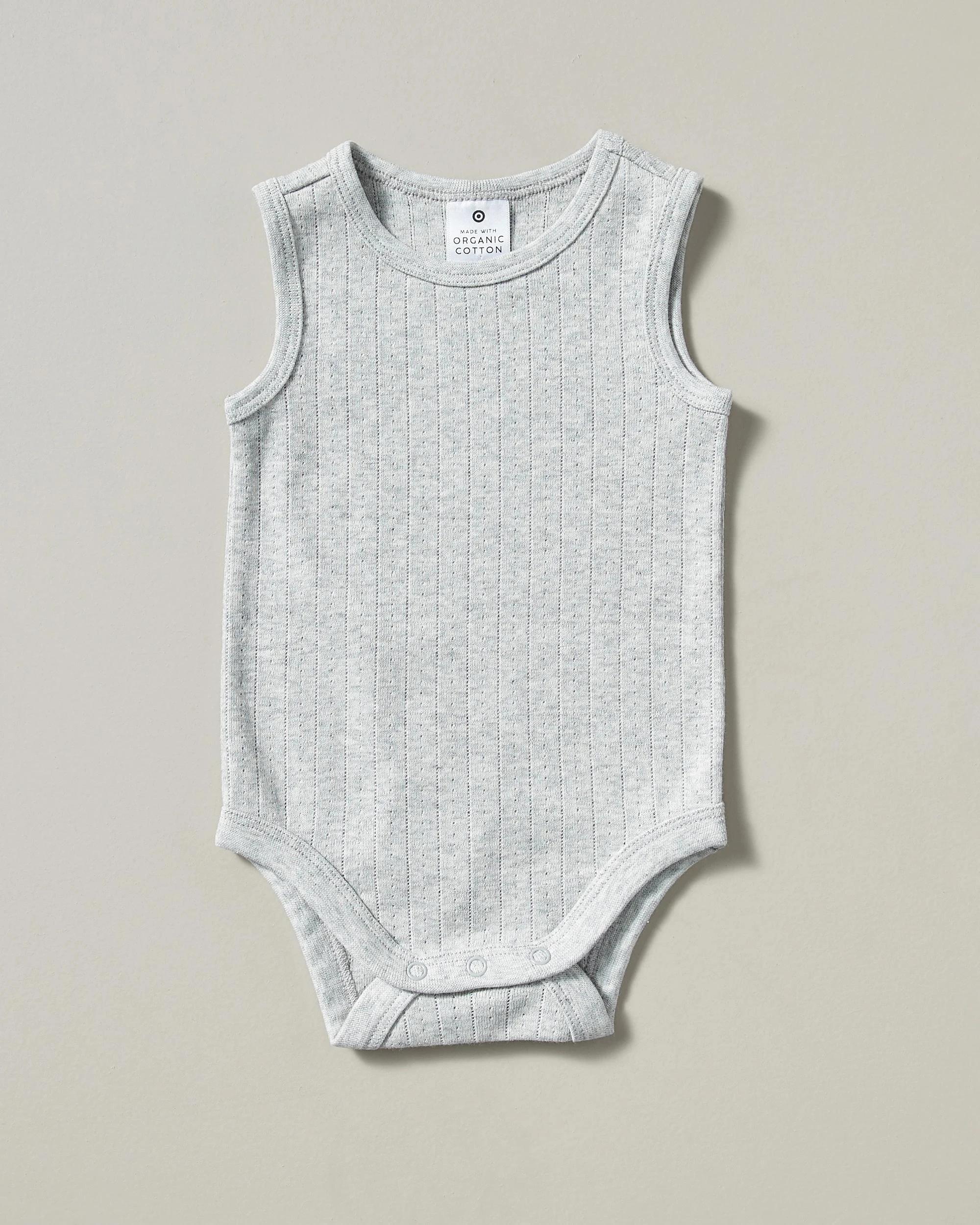1 Target Baby Organic Cotton Pointelle Sleeveless Bodysuit GREY, 1 of 3