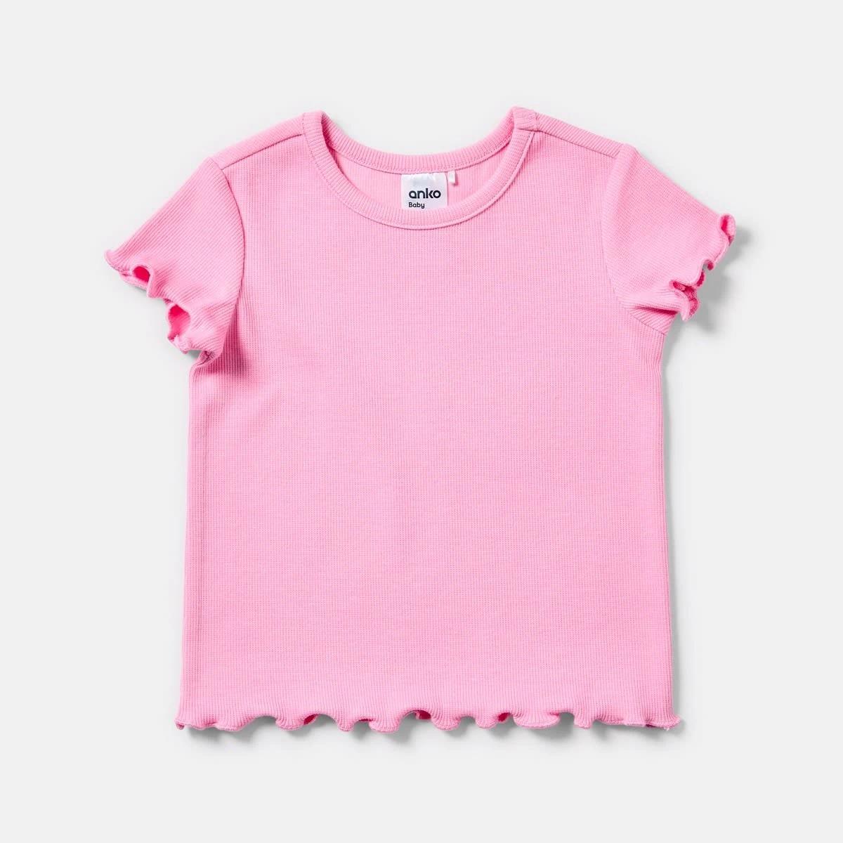 4 3 Pack Short Sleeve Ribbed T-shirt PINK DAISIES, 4 of 8