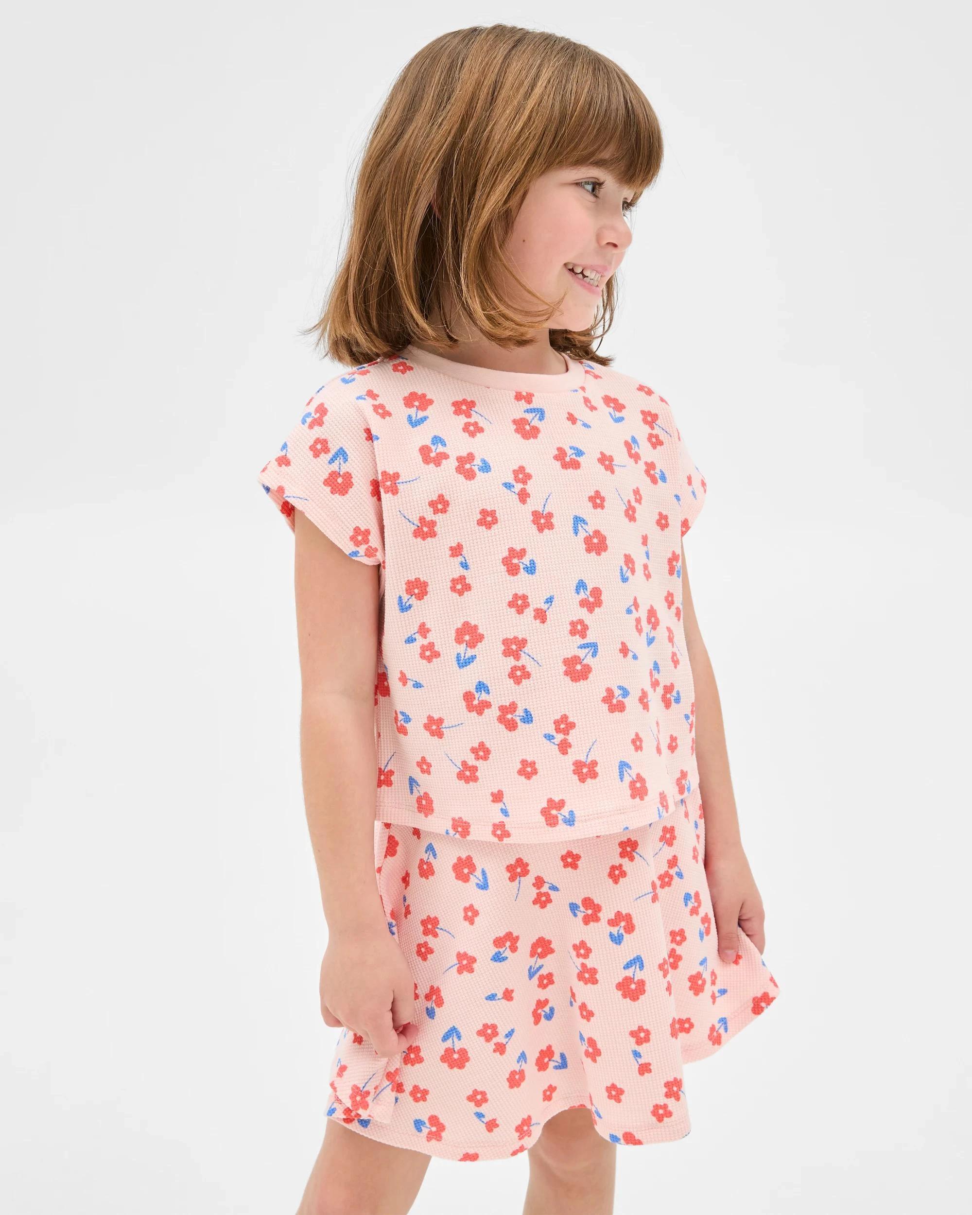 1 Target Waffle T-Shirt and Skort 2 Piece Set AOP PINK, 1 of 6