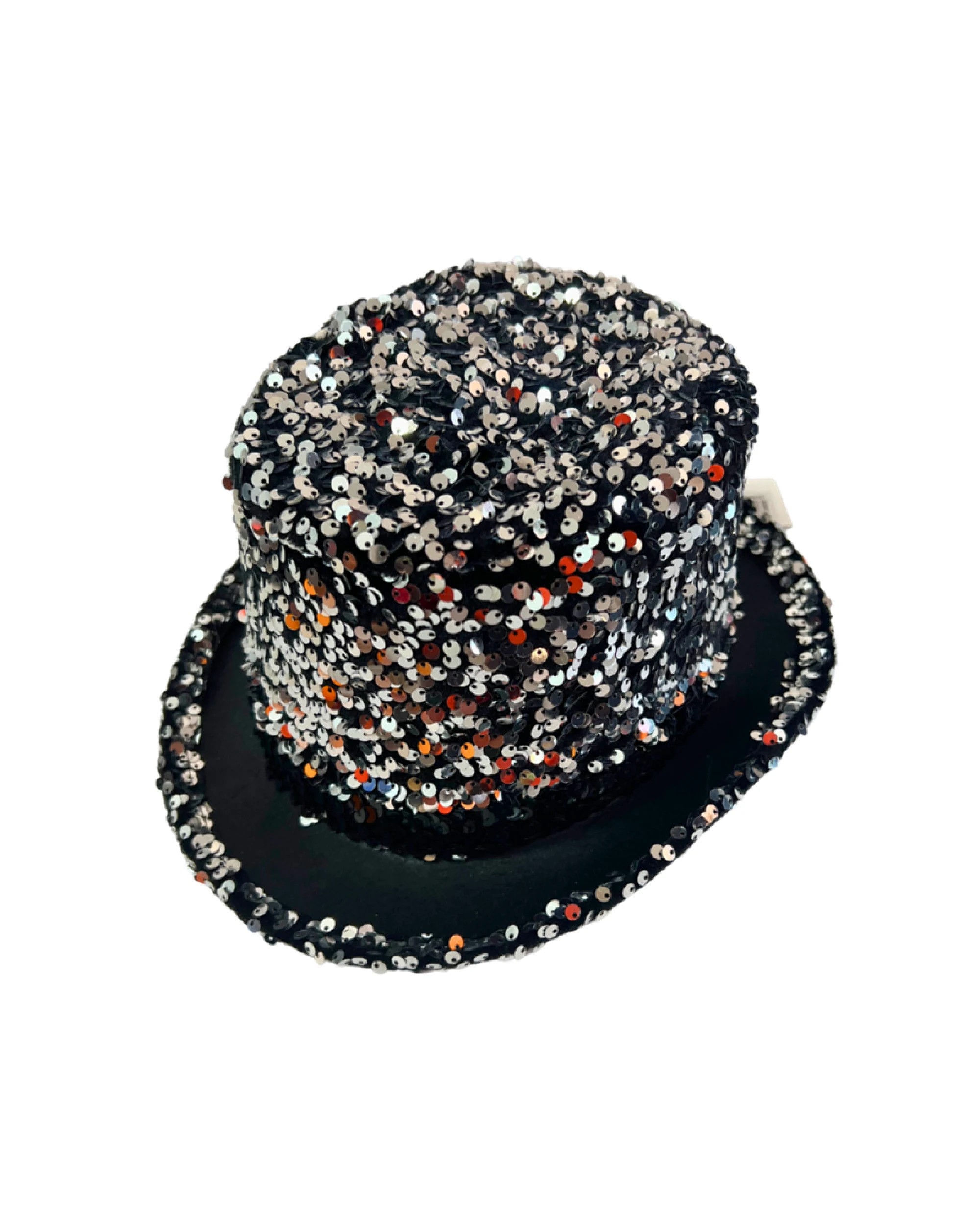 2 Br Costumes Sequin Top Hat Costume Party Cap Fancy Dress Trilby Fedora One Size - Silver/black, 2 of 2