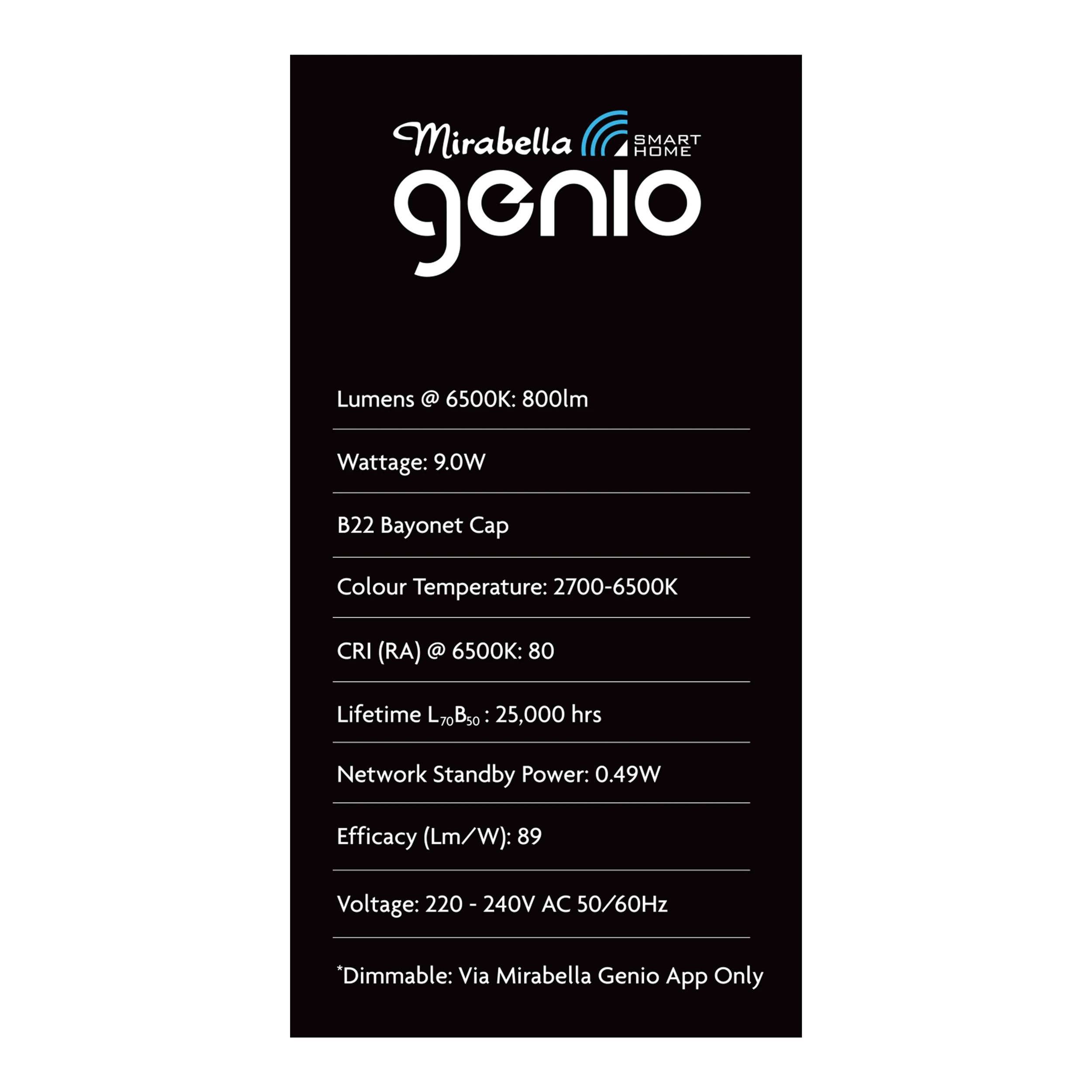 4 Mirabella Genio 9W LED Wi-Fi Smart Dimmable Bulb, 4 of 10