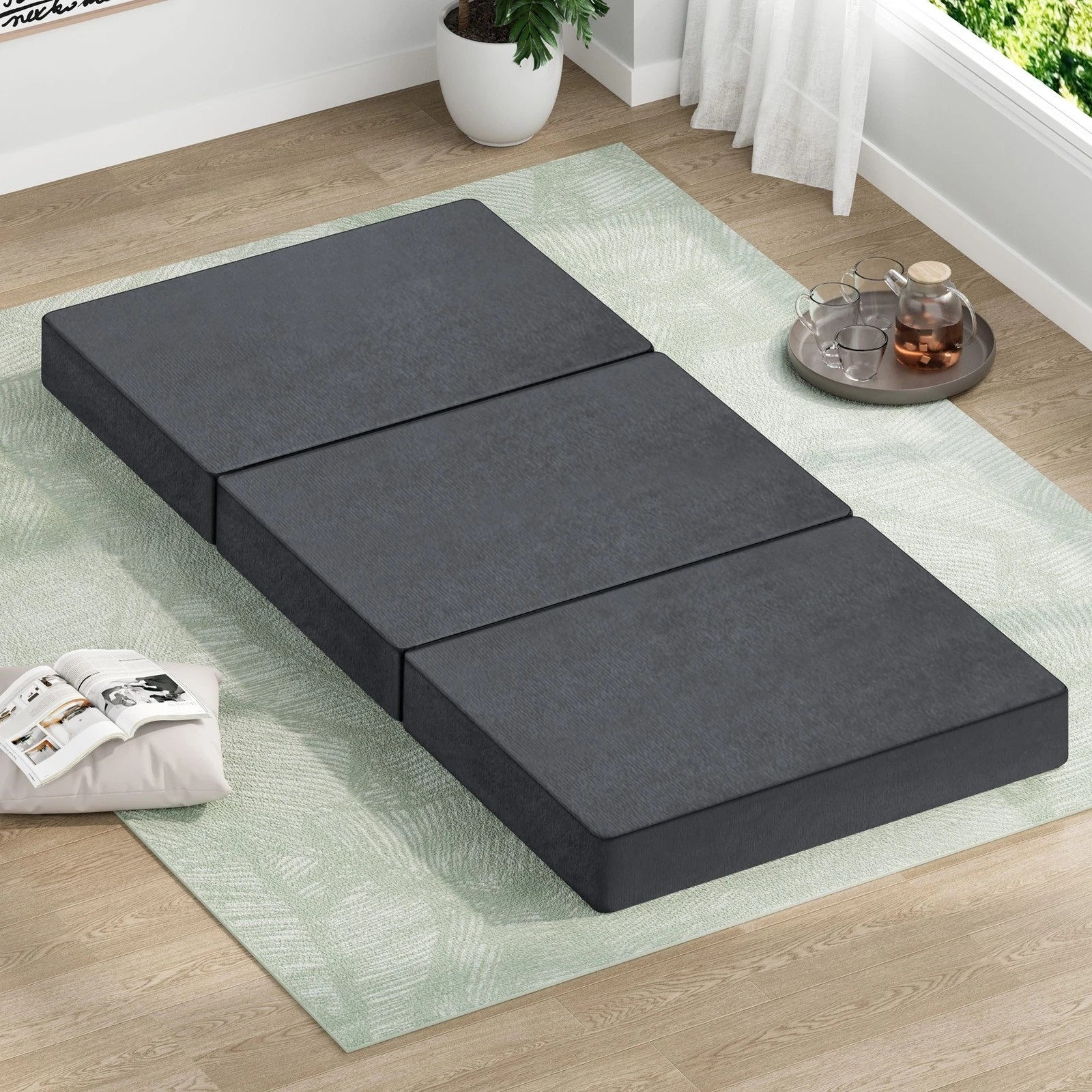 2 Starry Eucalypt Foldable Mattress Folding Foam Portable 79X190CM - Grey, 2 of 4