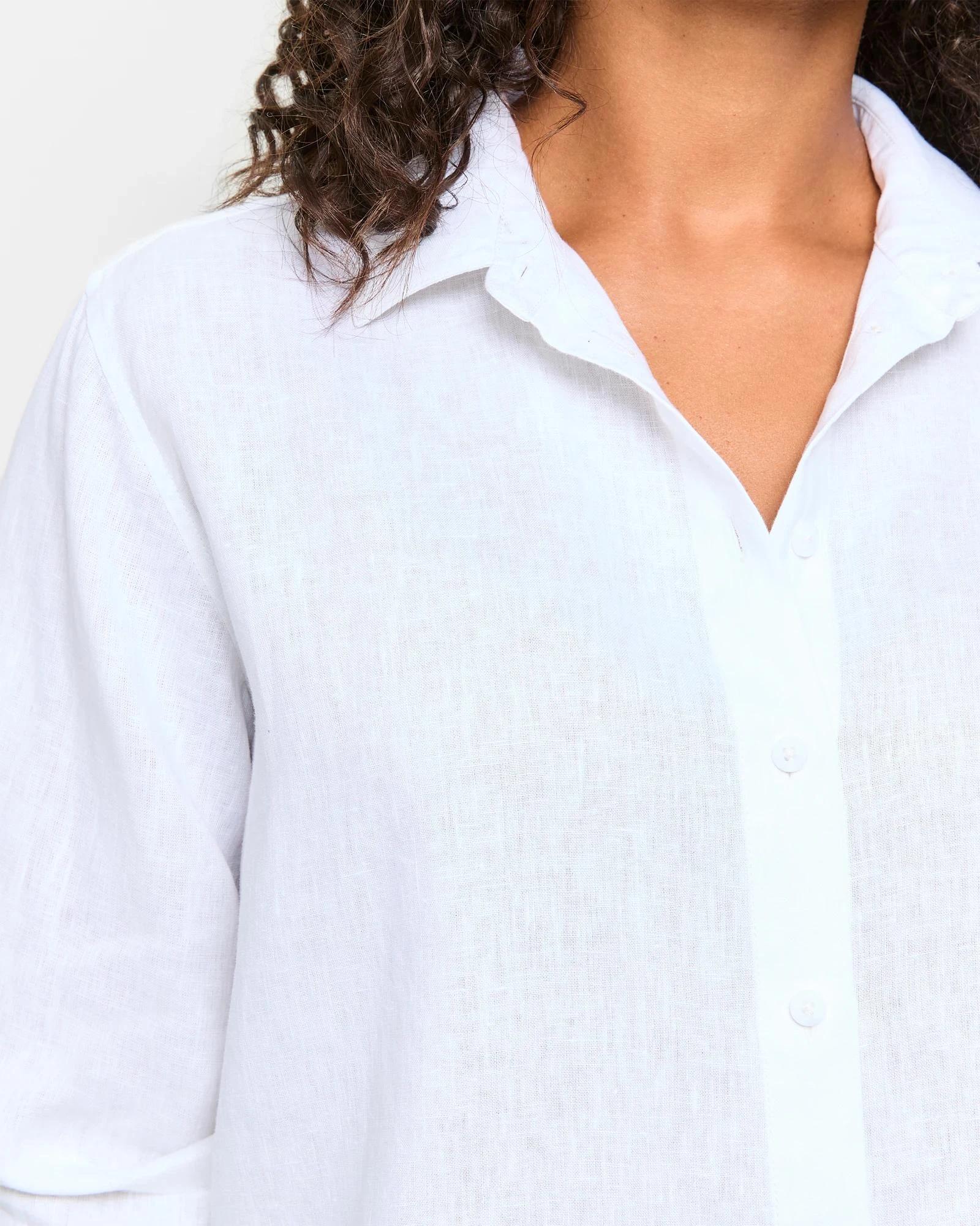5 Target European Linen Long Sleeve Shirt WHITE, 5 of 5