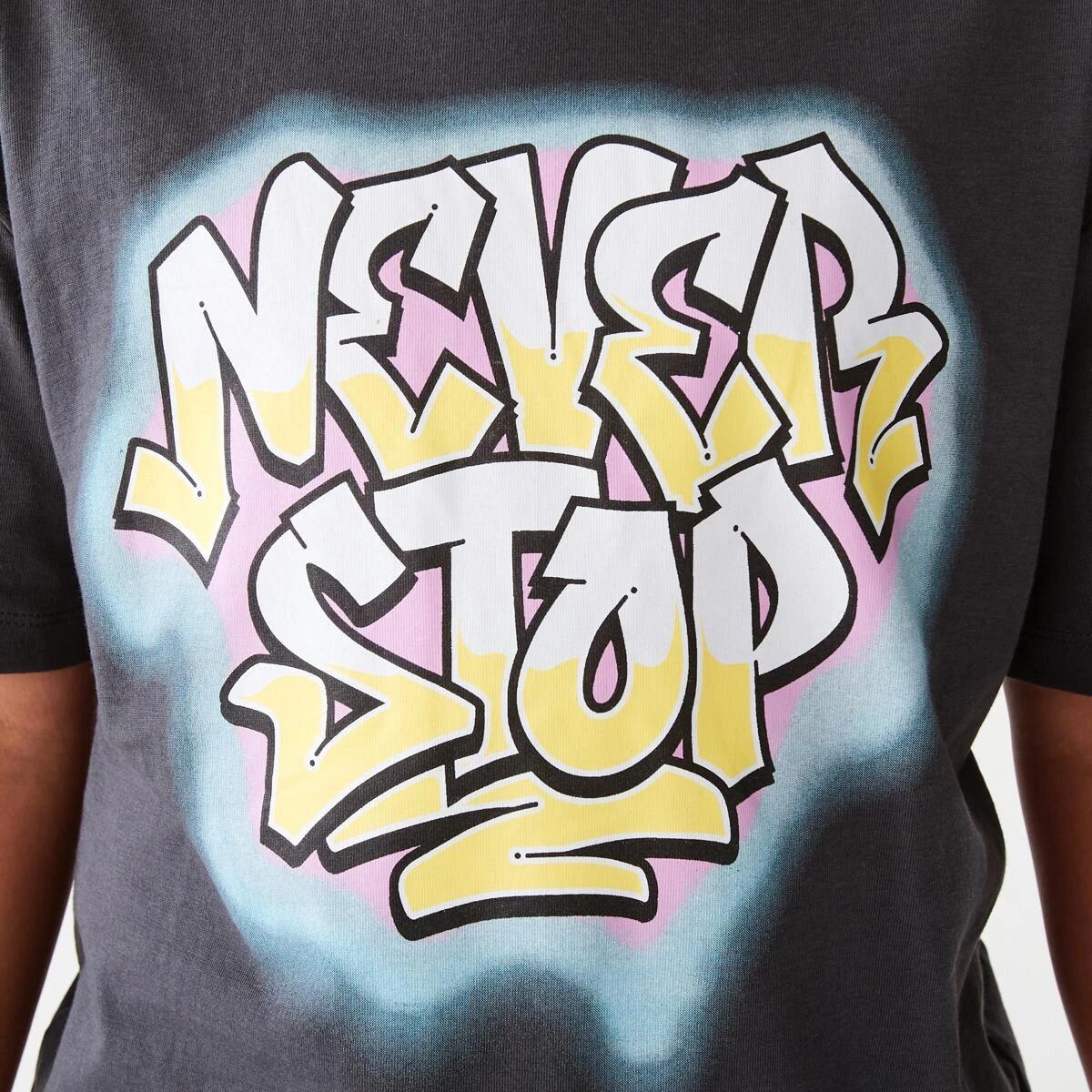 4 Short Sleeve Graphic Print T-shirt Grfiti Ash, 4 of 8