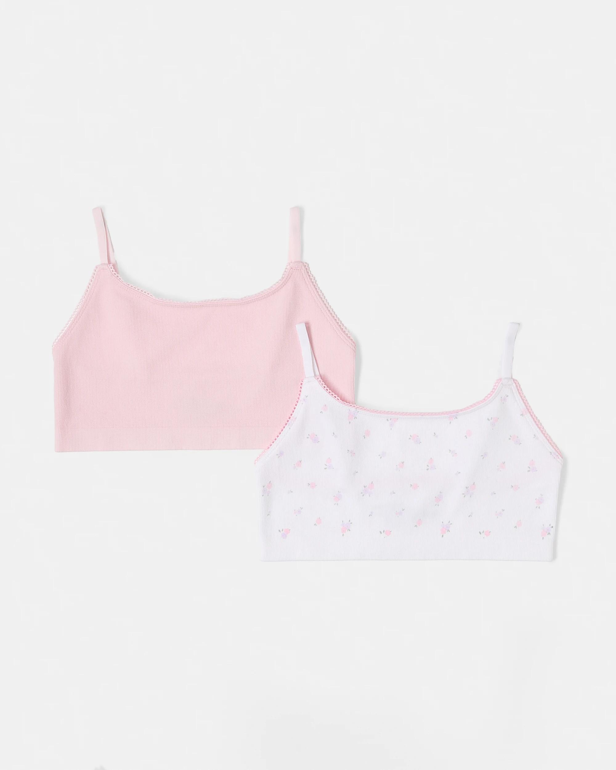 1 2 Pack Seamfree Crop Top Wht Floral, 1 of 3