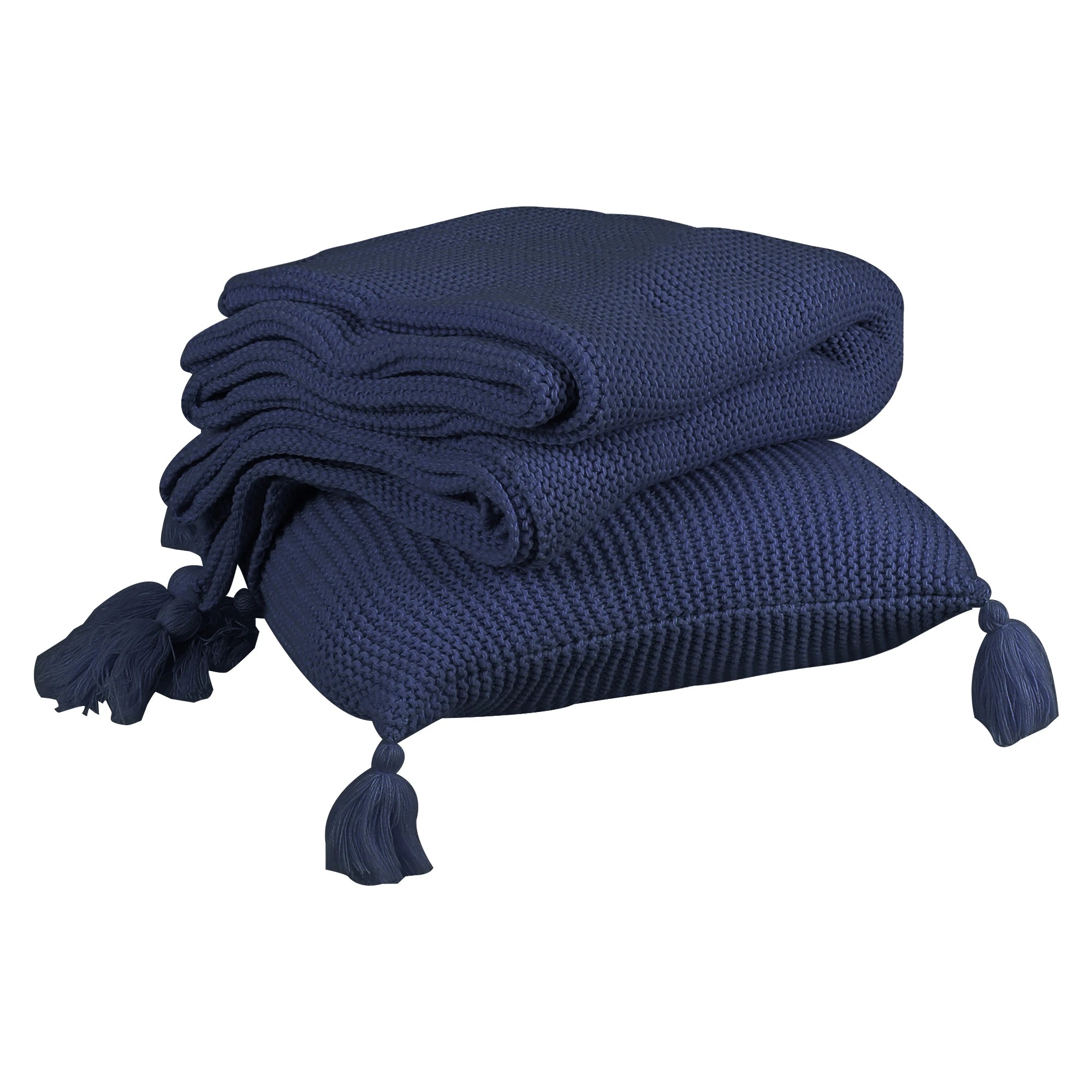 1 Dreamz Navy Blanket Cushion Set, 1 of 3