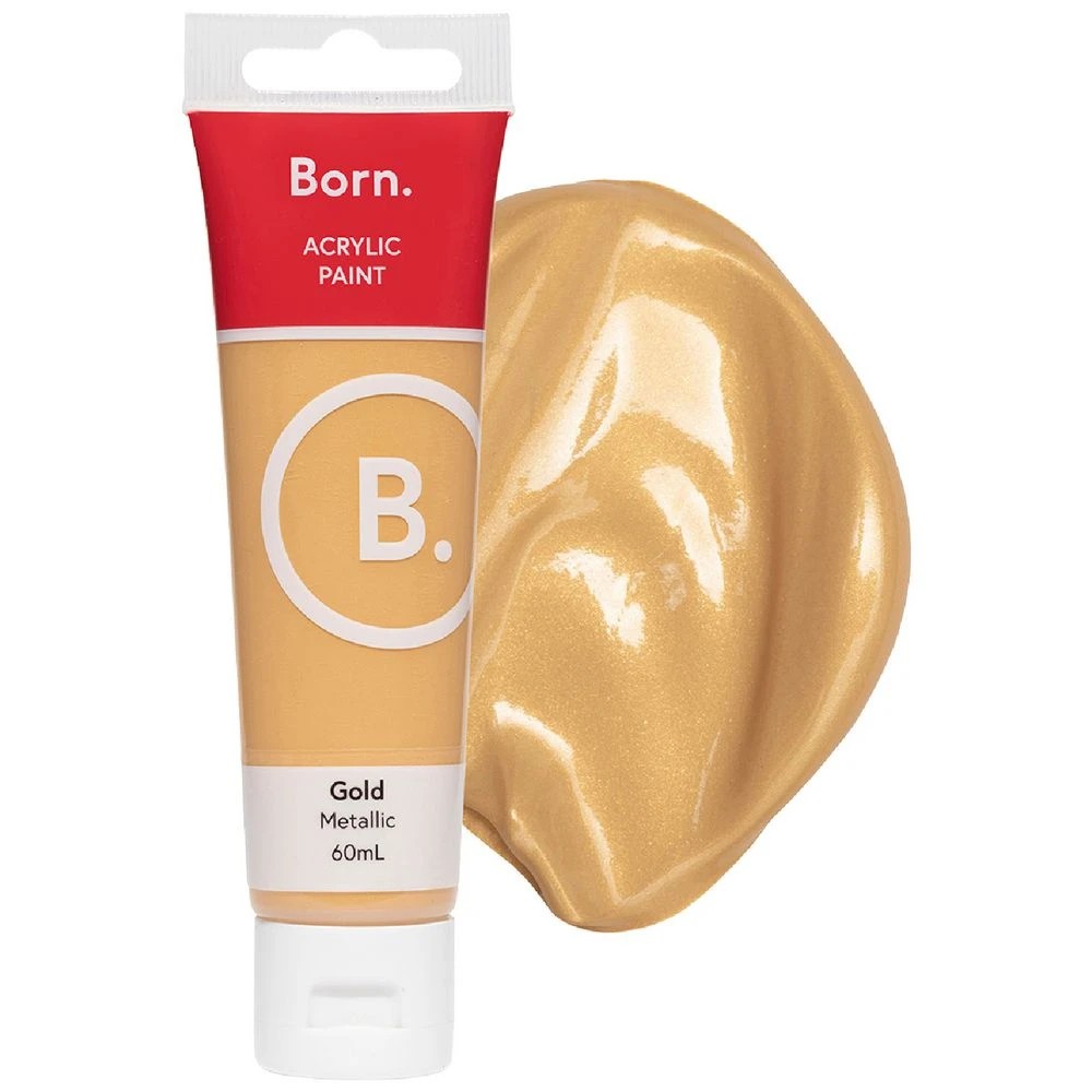 1 Born Acrylic Paint 60mL Metallic Gold, 1 of 3