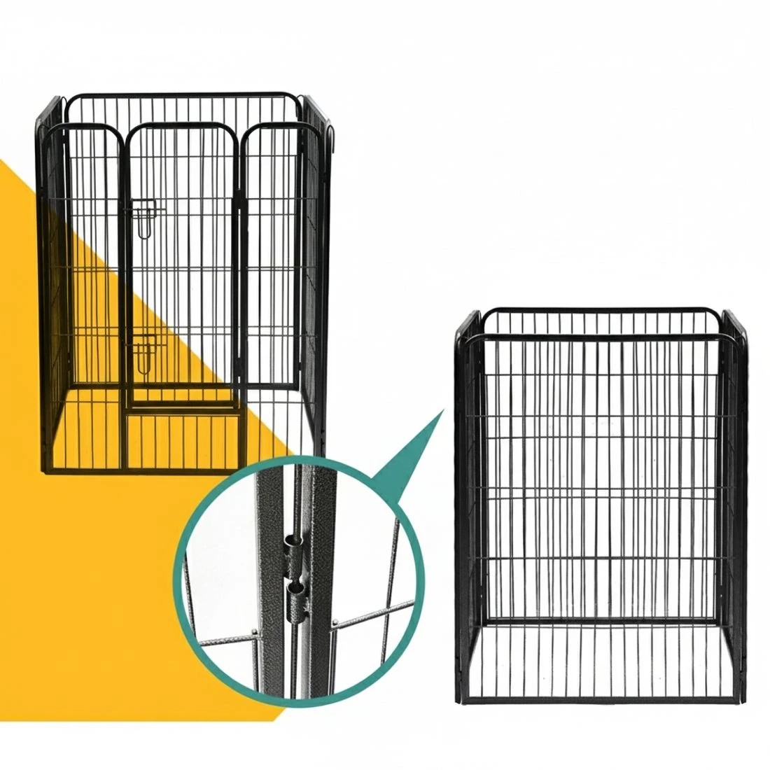4 i.Pet 40" 8 Panel Dog Playpen Pet Exercise Cage Enclosure Fence Play Pen - Black, 4 of 7