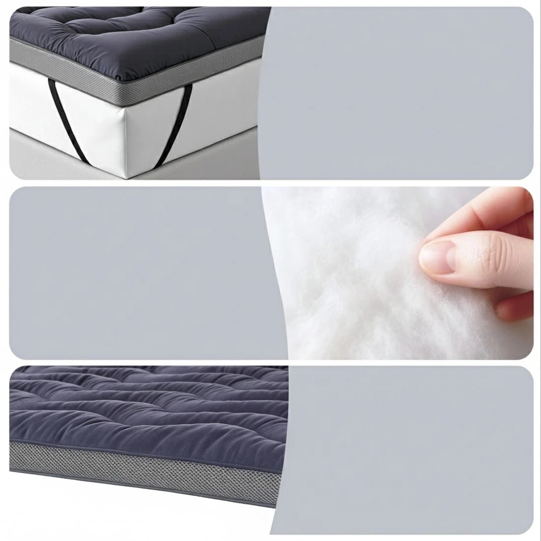 6 Giselle 5cm Mattress Topper Pillowtop toppers Bamboo Charcoal King - Charcoal, 6 of 7