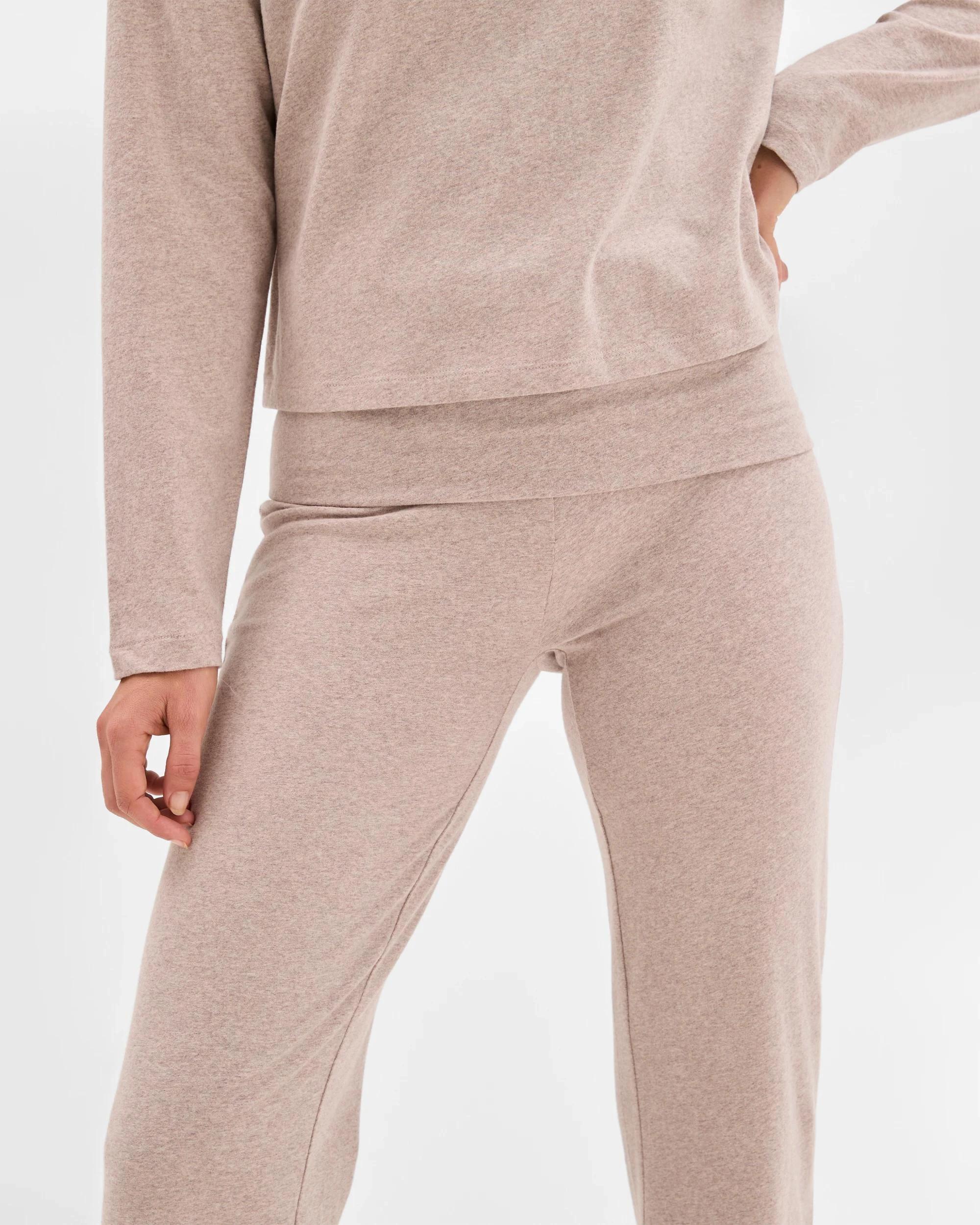 5 Lily Loves Australian Cotton Folded Waist Flare Leg Sleep Pants MUSHROOM, 5 of 7