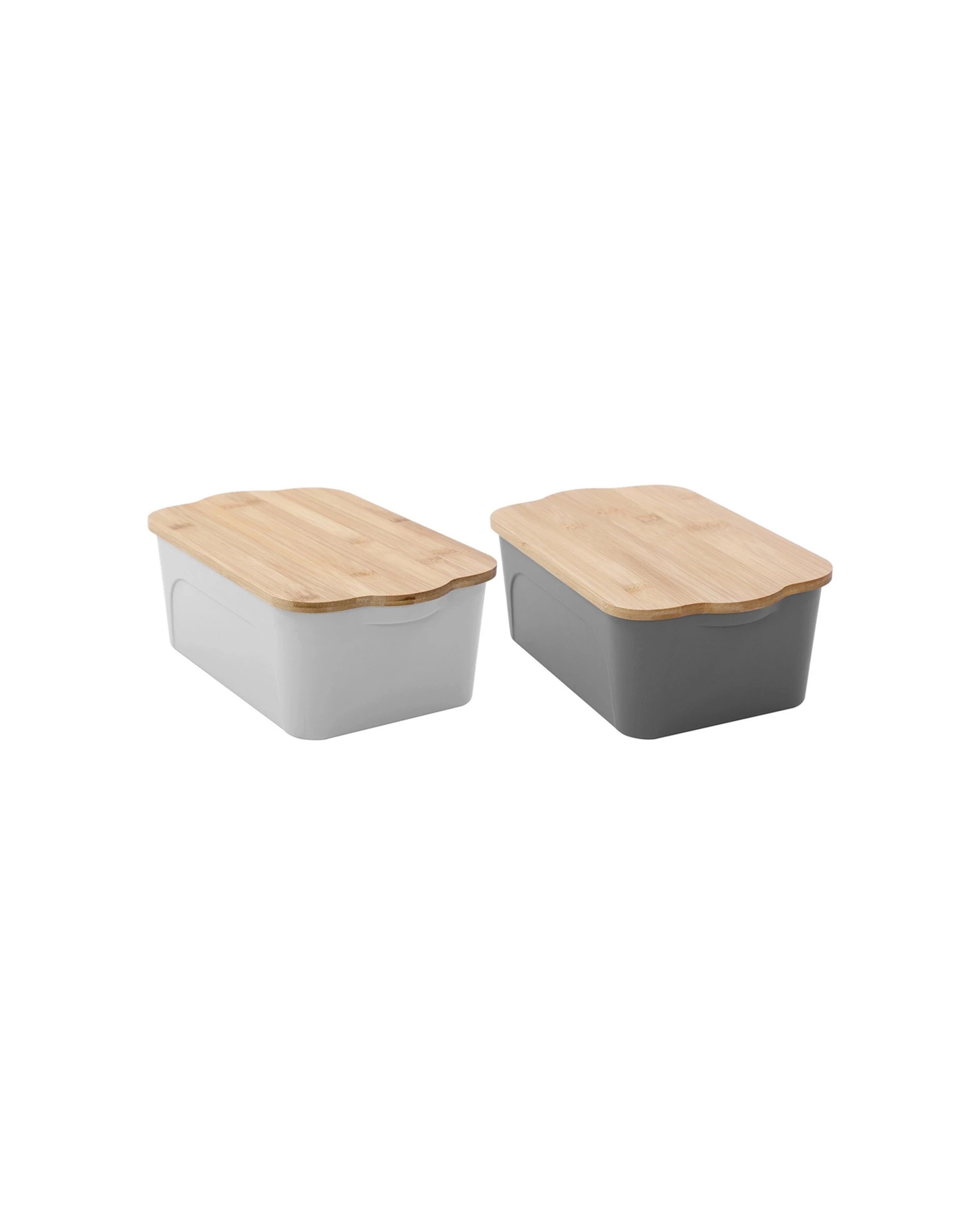 1 Boxsweden Reno Storage Box With Bamboo Lid 2 Pack 3.3L Stackable Durabl - Assorted, 1 of 5