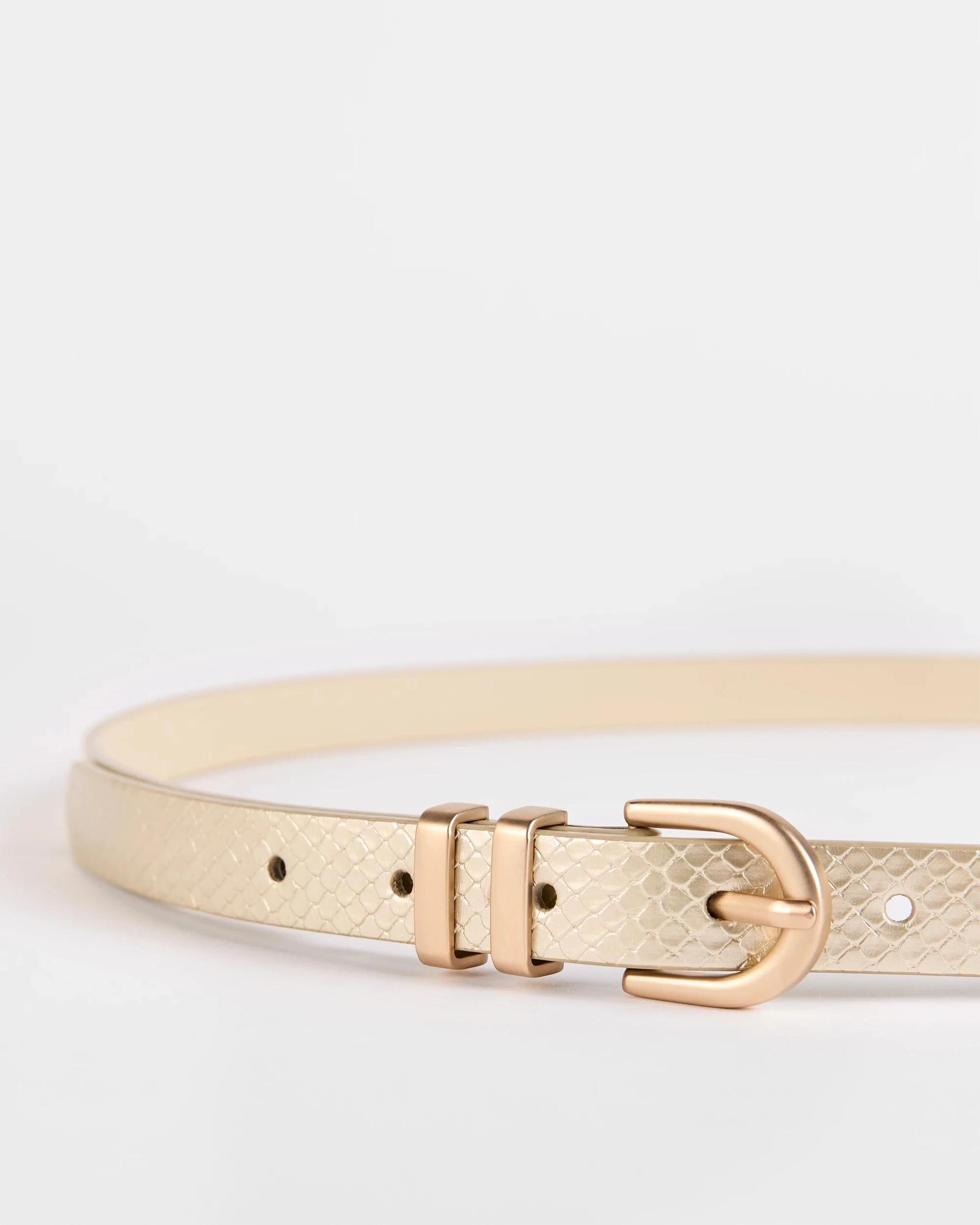 2 Target Embossed Double Keeper Buckle Belt GOLD, 2 of 2