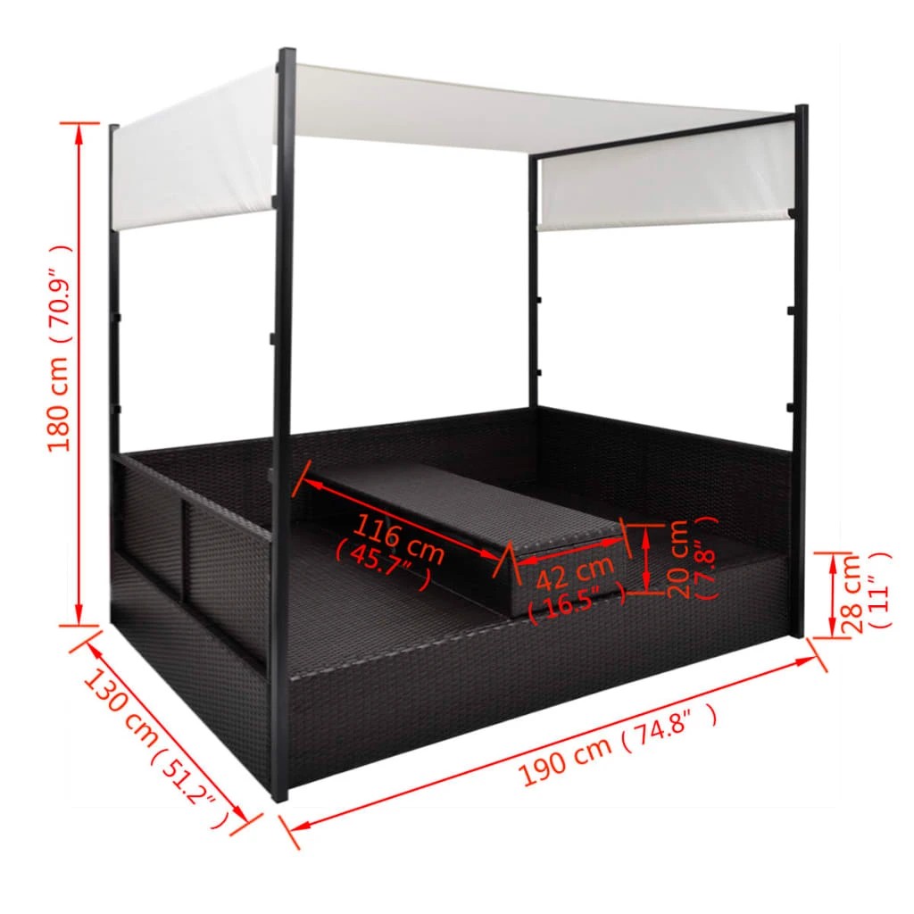 7 vidaXL Outdoor bed Adjustable Armrests - Black, 7 of 7