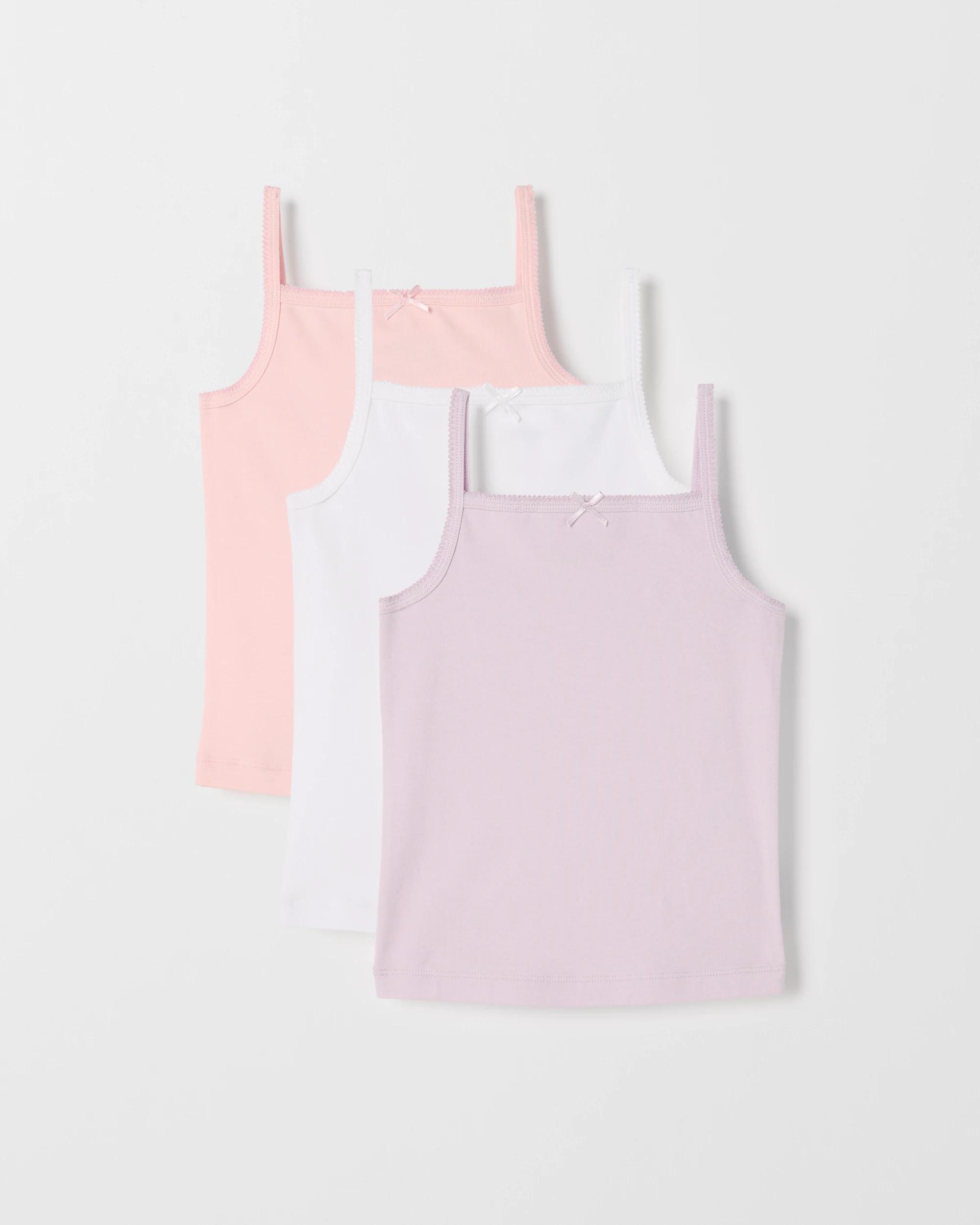 1 Target Kids Australian Cotton 3 Pack Younger Girls Camisoles PINK/WHITE/LILAC, 1 of 5