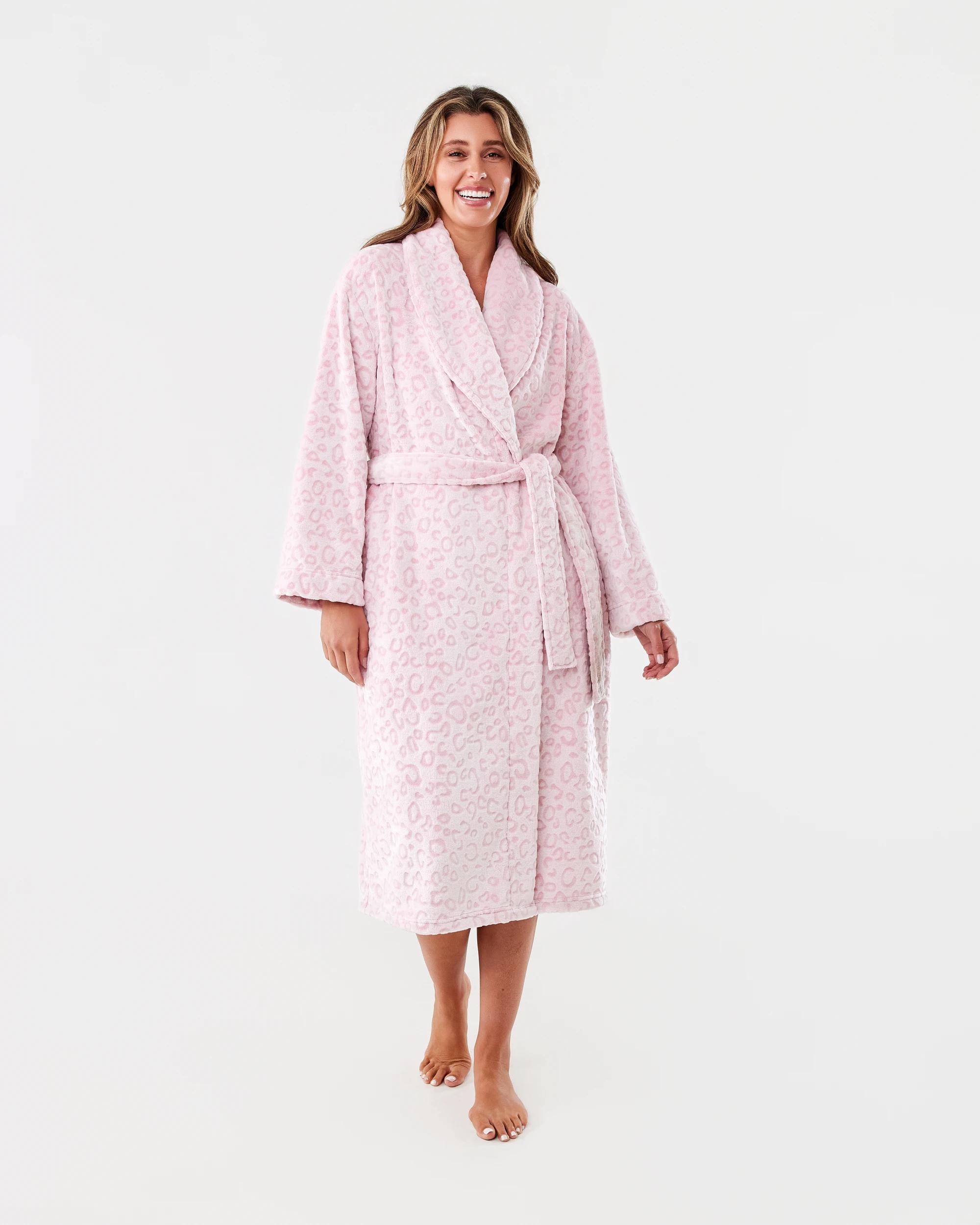 1 Printed Fleece Gown Bllet Pink, 1 of 7