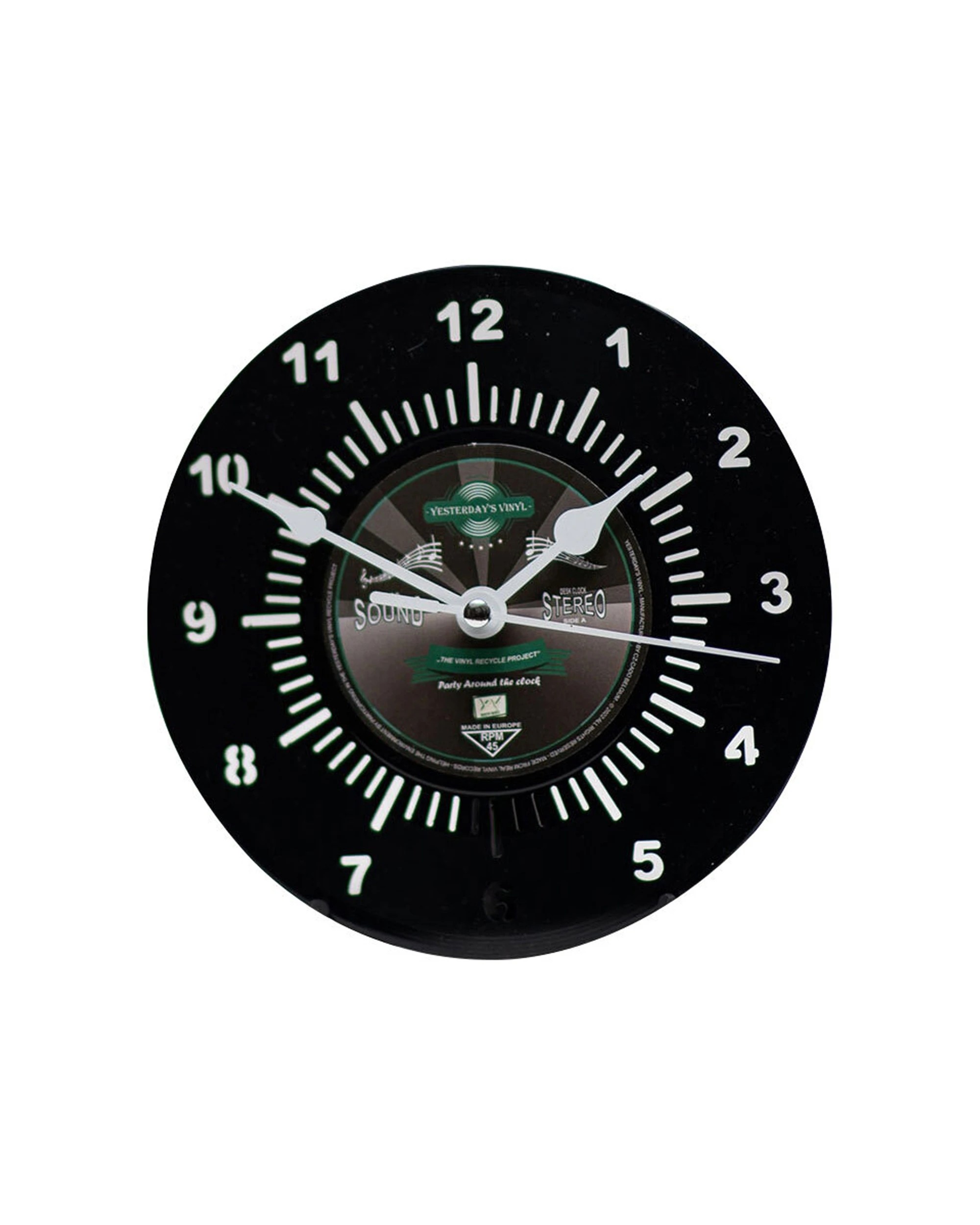 1 Yesterday's Vinyl Music Lover 18cm Desk Clock Silent Movement - Black, 1 of 4