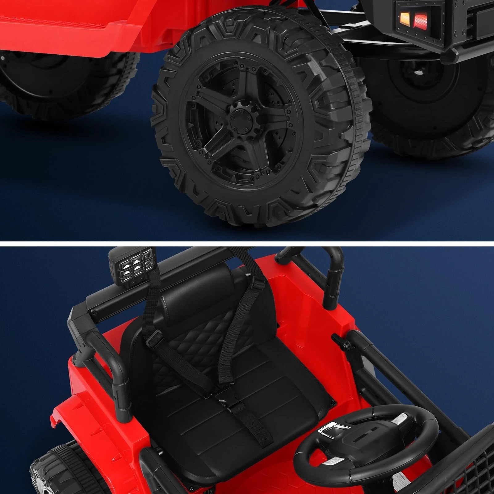 10 Alfordson Kids Ride On Car Toy Jeep Electric 12V 70W Motors R/C LED Lights - Red, 10 of 10