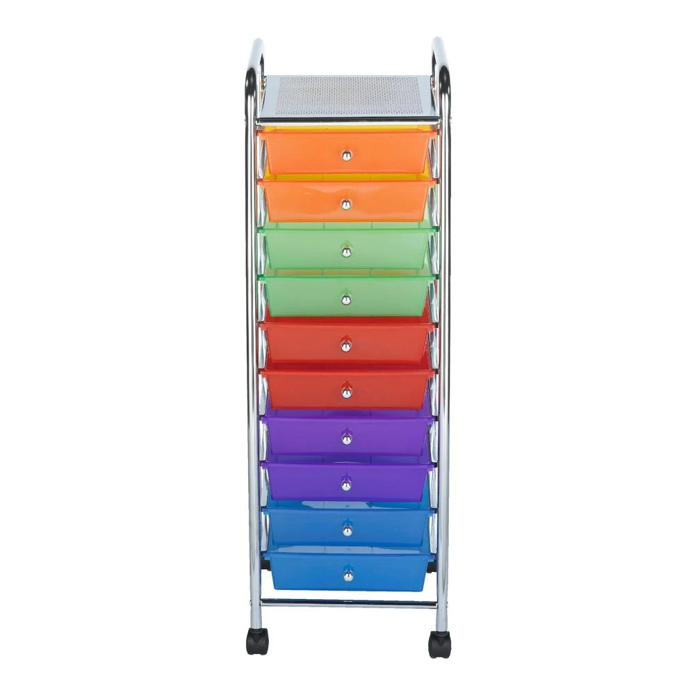 2 J.Burrows 10 Drawer Chrome Trolley Multi Colour Brights, 2 of 3