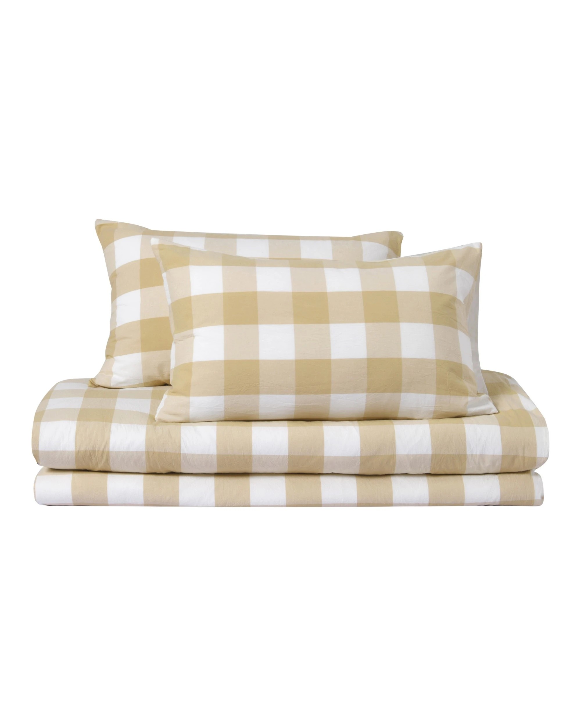 3 Dreamaker Remy Yarn Dyed Washed Cotton Checkered Quilted Cover Set - Double Bed - Sand, 3 of 7