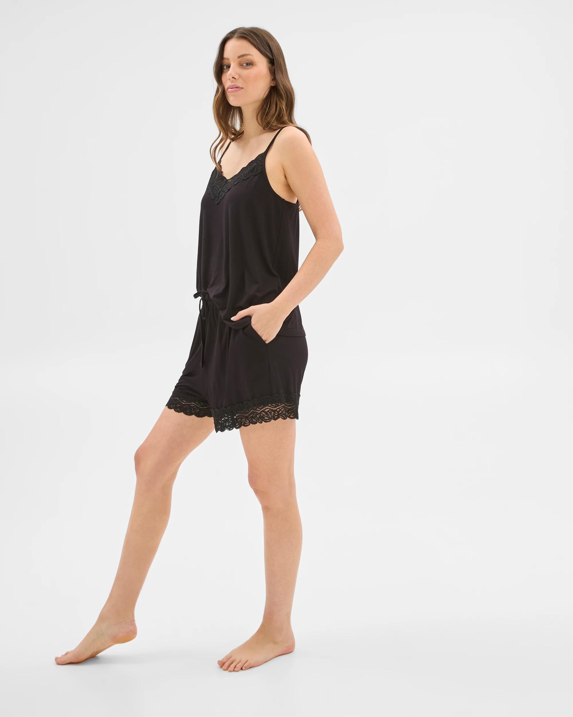 3 Target Womens Soft Comfort Bamboo Sleep Lace Cami BLACK, 3 of 6