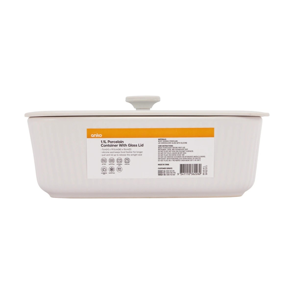 4 1.1L Porcelain Container with Glass Lid, 4 of 4