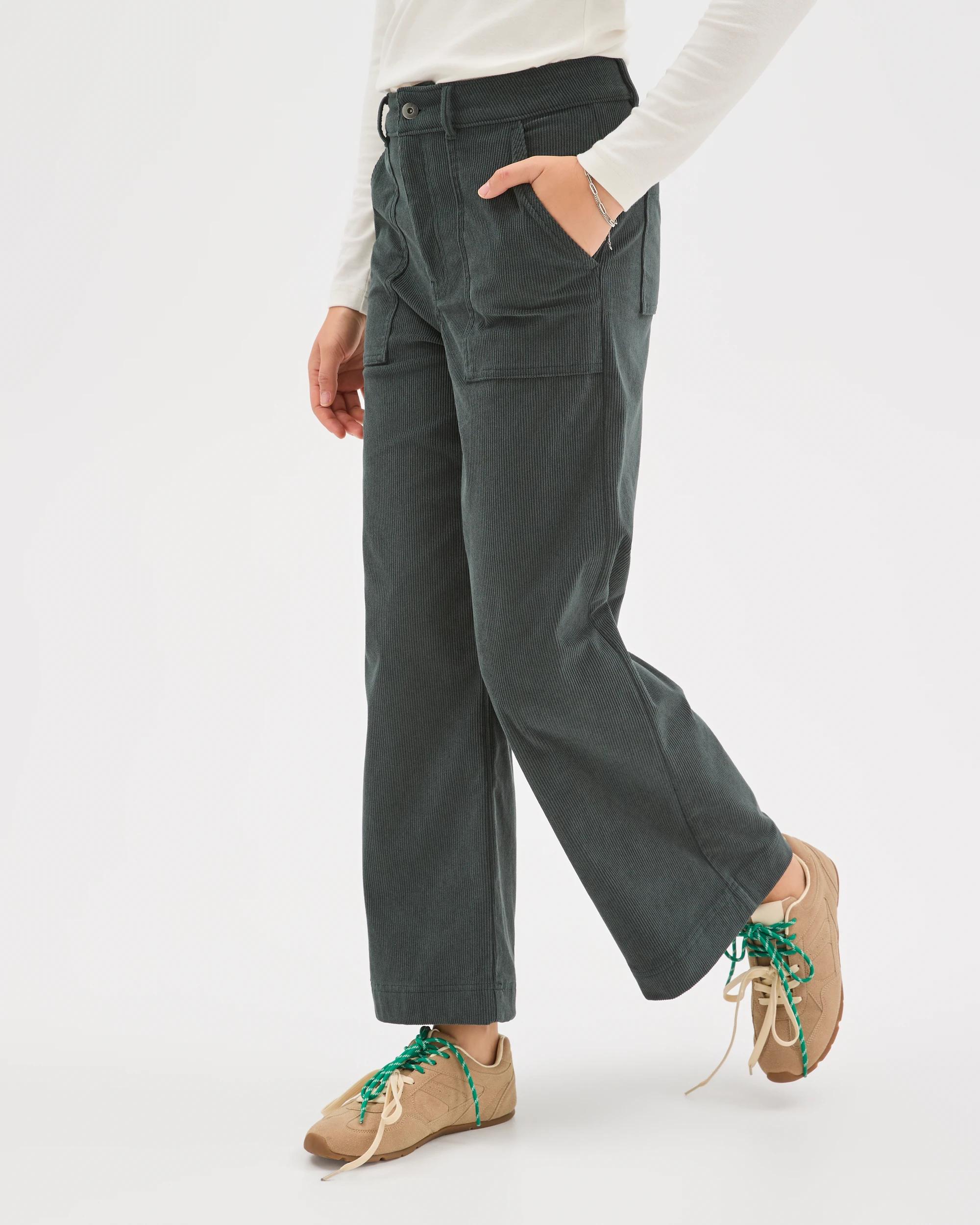 7 Target Woman Crop Length Wide Leg Corduroy Pants MIDNIGHT JADE, 7 of 7