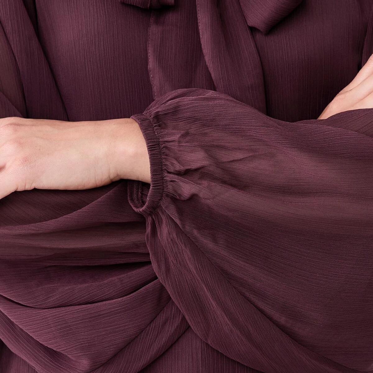 6 Long Sleeve Neck Tie Blouse Mulberry, 6 of 6
