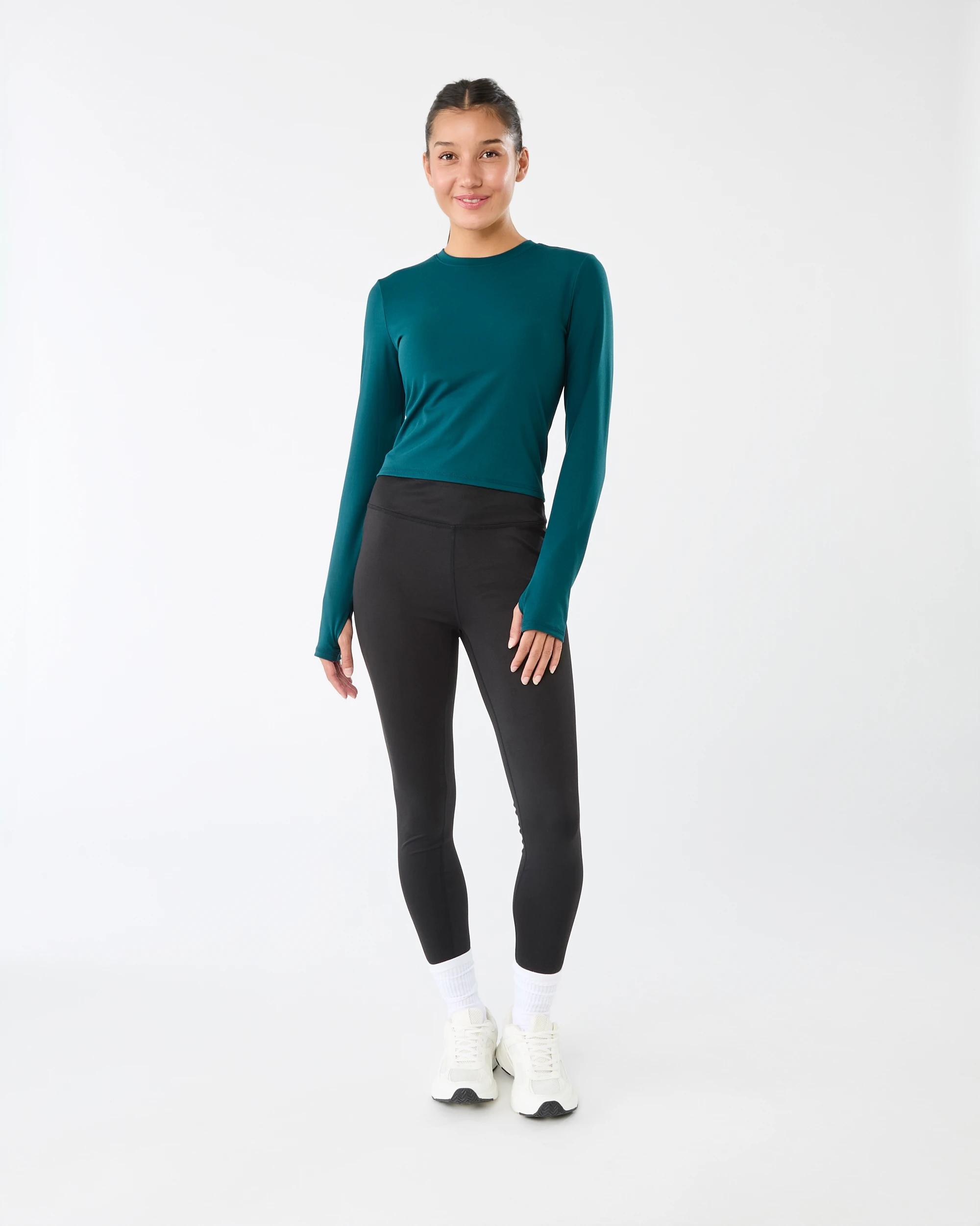 7 Active Womens Long Sleeve Ultrasoft Top Deep Teal, 7 of 7