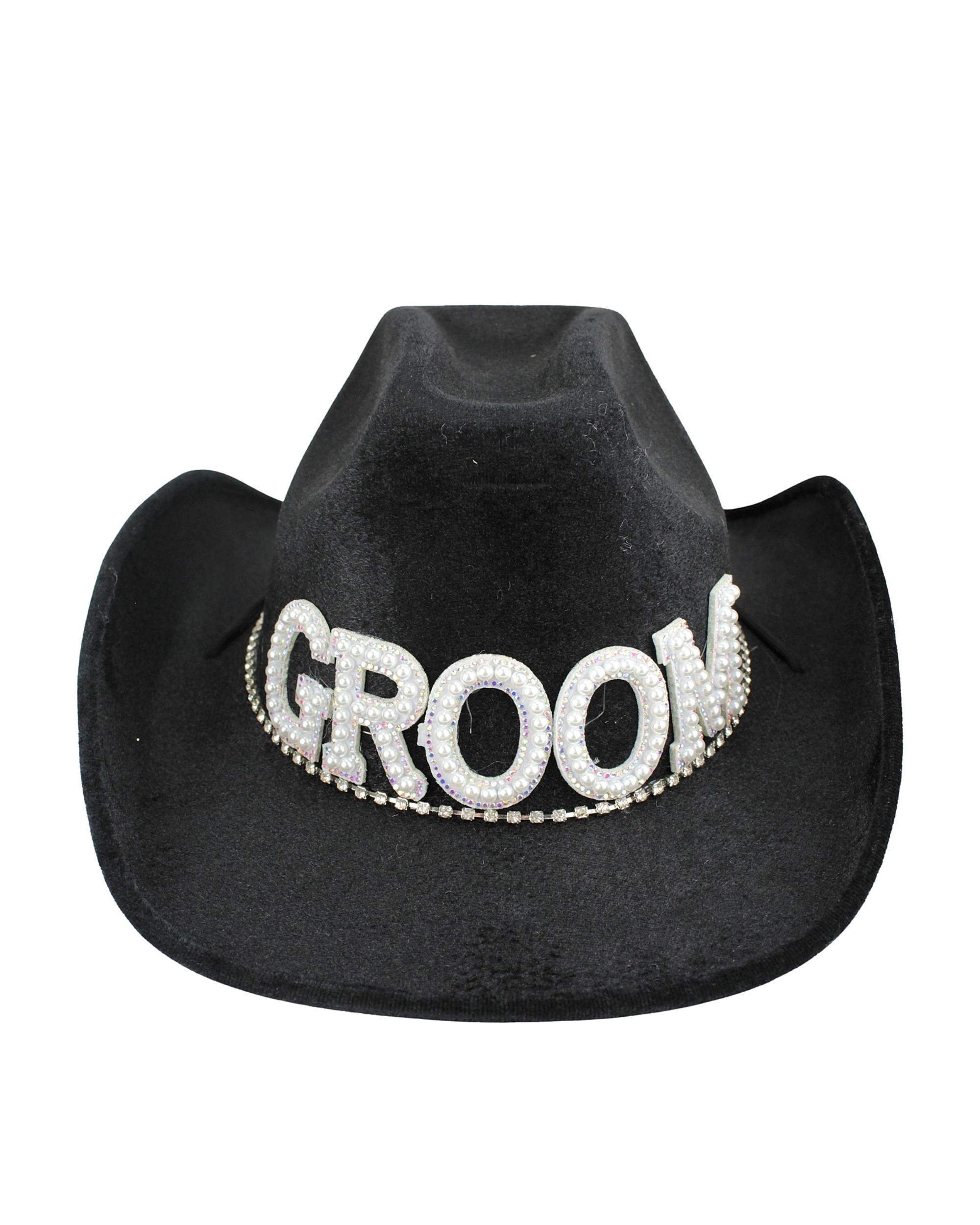 2 Oceana Groom Rhinestone Jewelled Cowboy Hat - Black, 2 of 3
