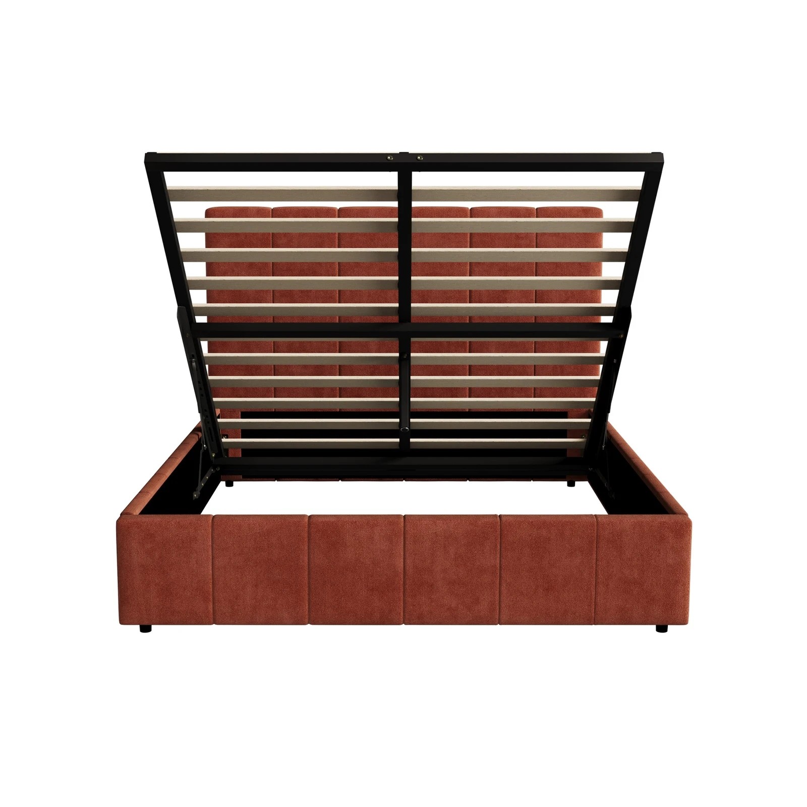 7 Oikiture Bed Frame Double Size Beds Gas Lift Mattress Base Fluted Headboard - Brown, 7 of 9