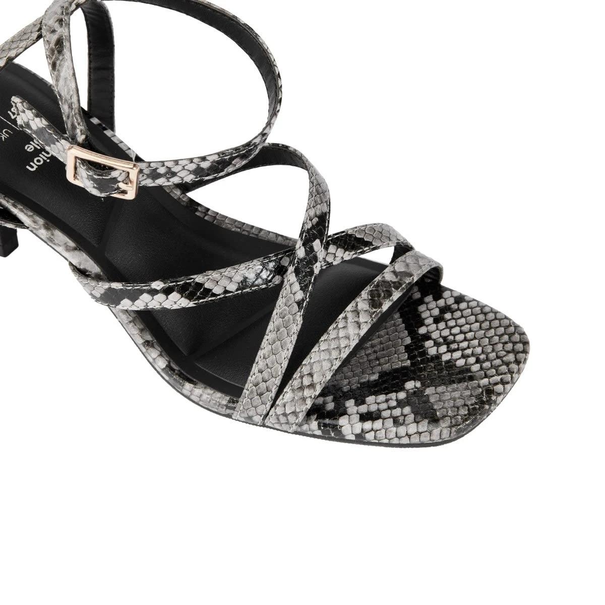 5 Dress Strappy Heels SNAKE BLACK WHITE, 5 of 5