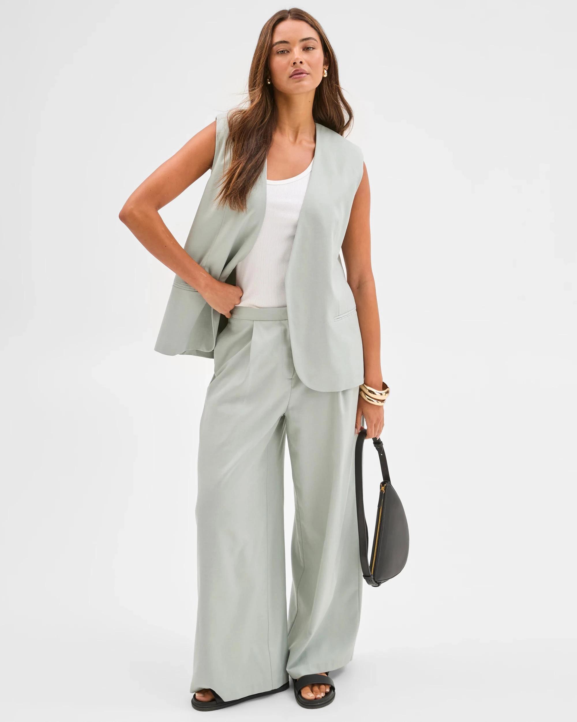 1 Lily Loves Wide Leg Tailored Pants SKY GRAY, 1 of 7