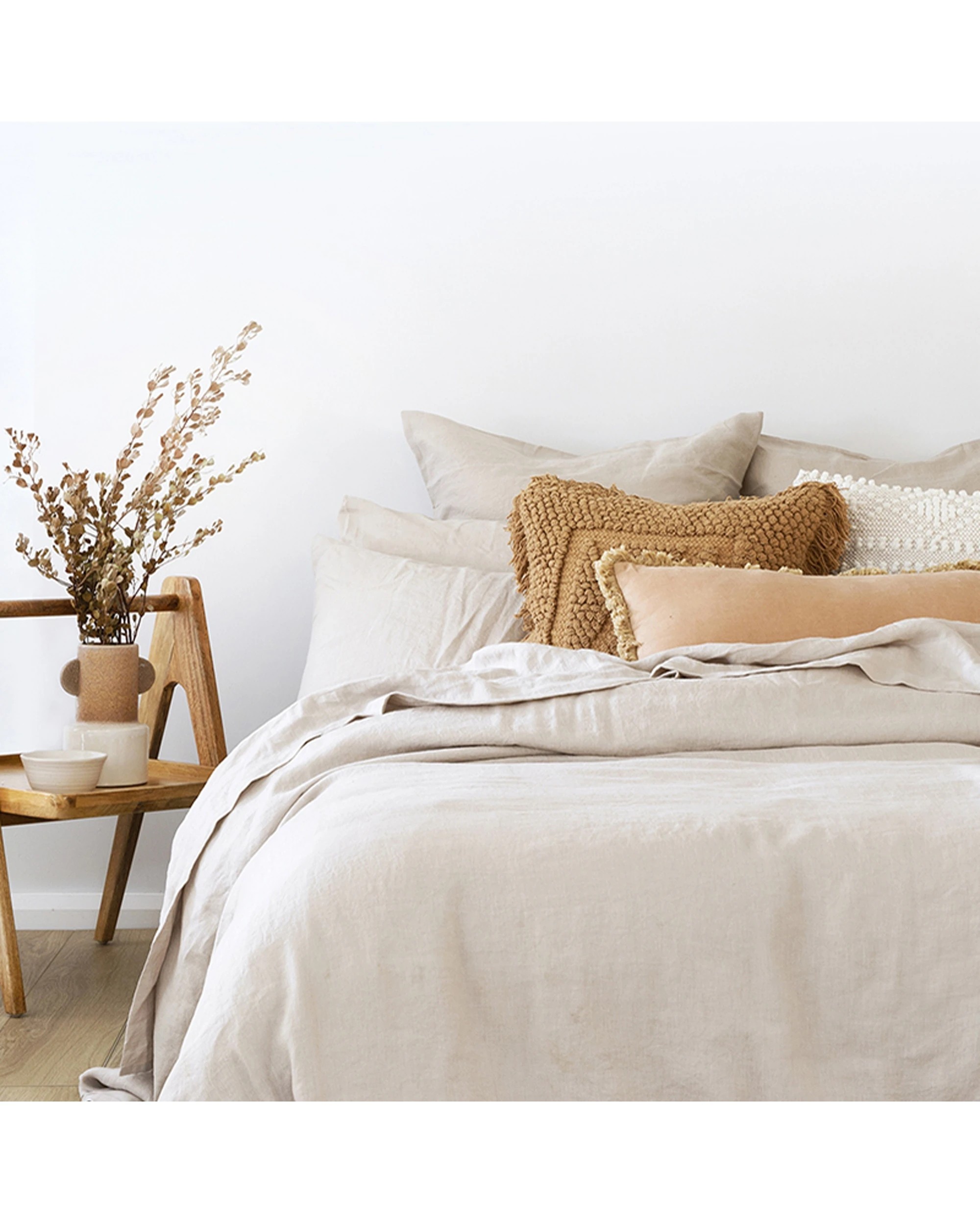 1 Bambury Linen Sheet Set Pebble Home Bedding - Queen Bed - Beige, 1 of 1