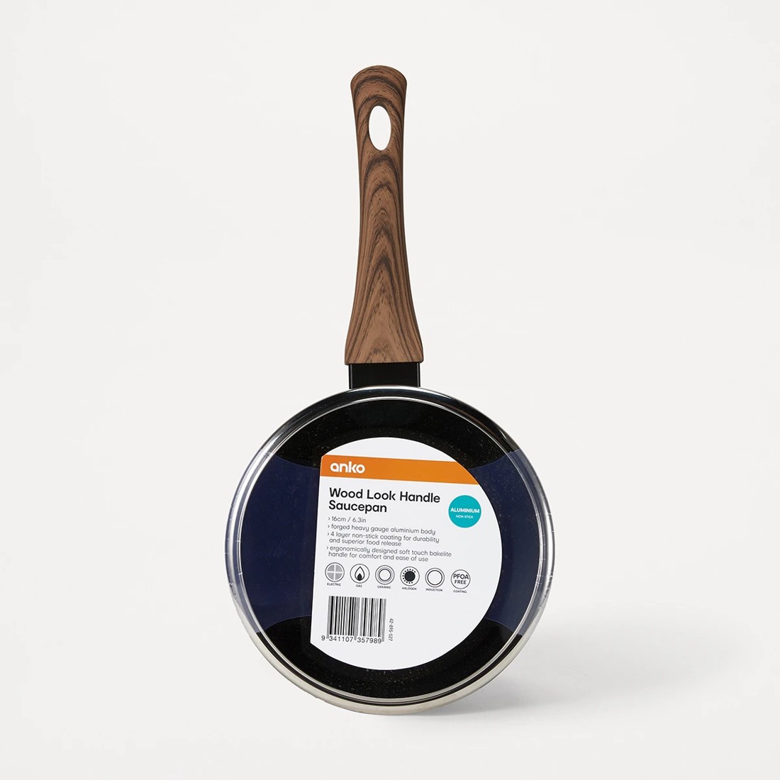 3 16cm Wood Look Handle Saucepan, 3 of 7