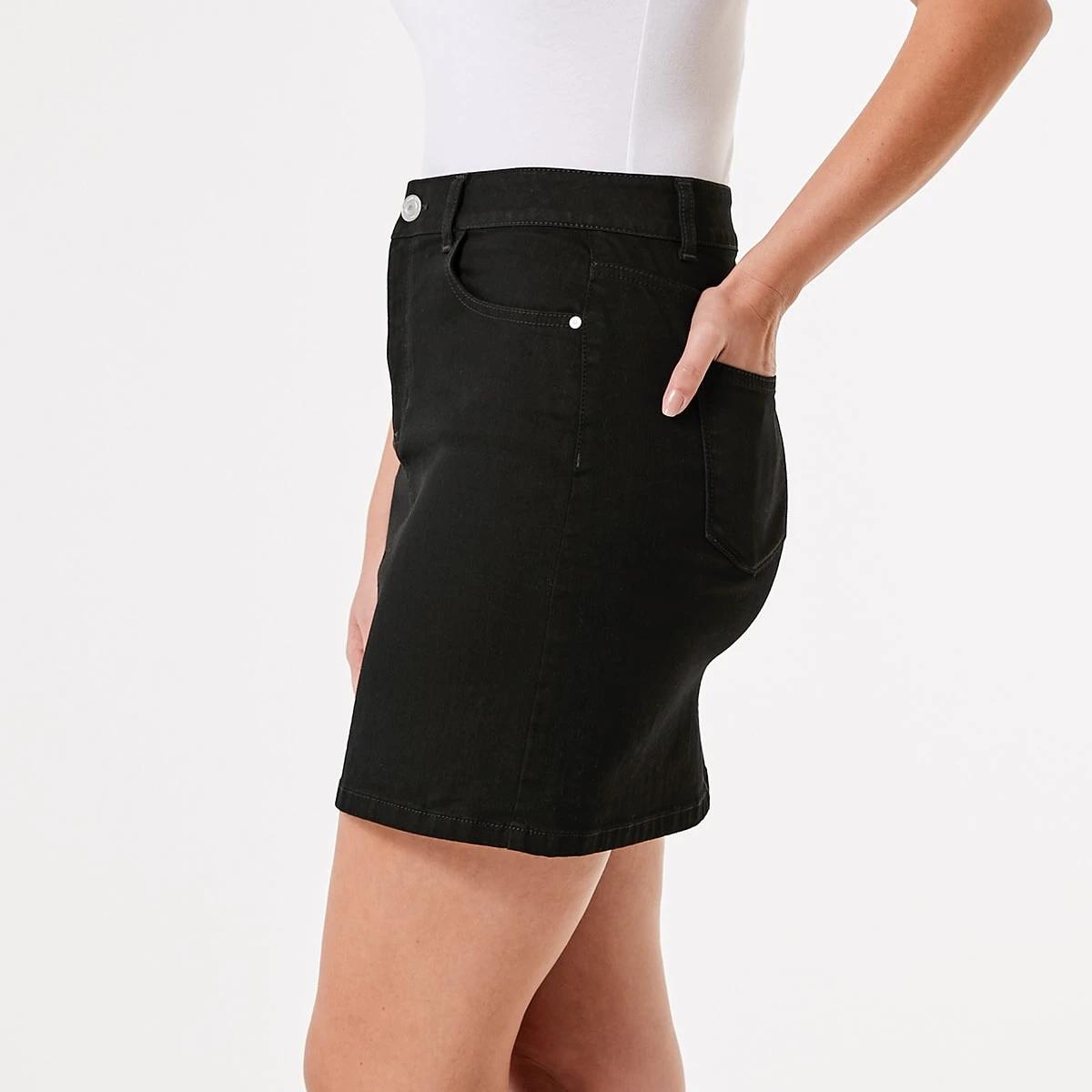 4 Denim A-Line Skirt - Black Black Wash, 4 of 6