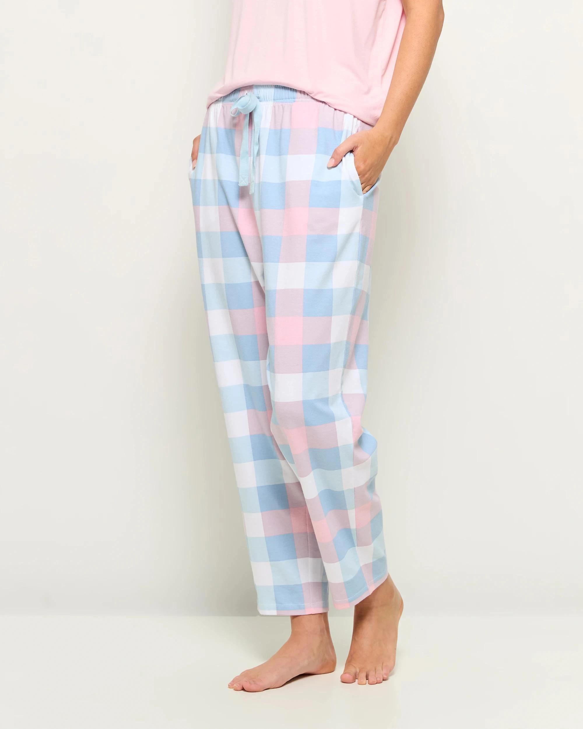 3 Target Woman Australian Cotton Blend Jersey 7/8 Length Pyjama Sleep Pants BLOOM CHECK, 3 of 5