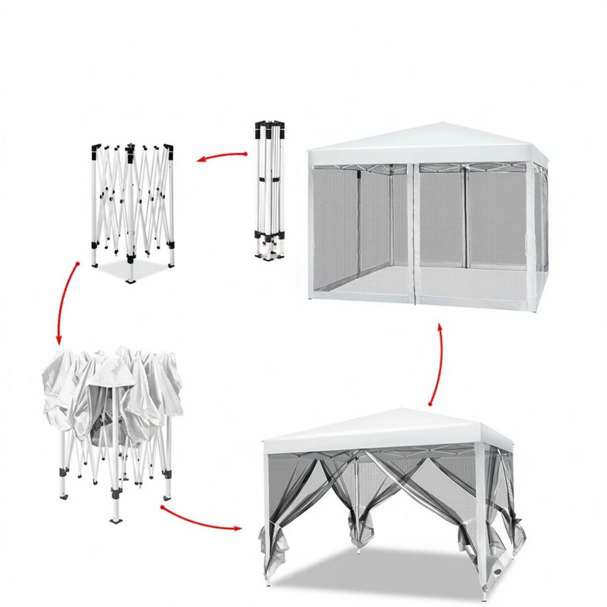 5 Instahut Gazebo Pop Up Marquee  Wedding Party Outdoor Camping Tent Canopy Shade Mesh Wall - White, 5 of 7
