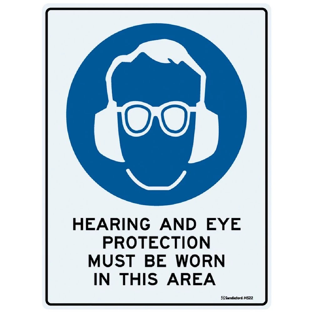 1 Hearing and Eye Protection Sign 22.5 x 30cm, 1 of 1