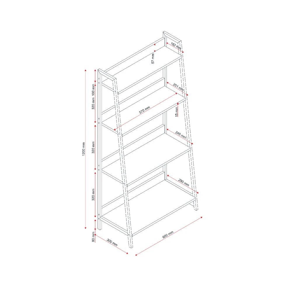 7 Otto Koge 4 Tier Bookcase Shelves Home Office Storage, 7 of 8