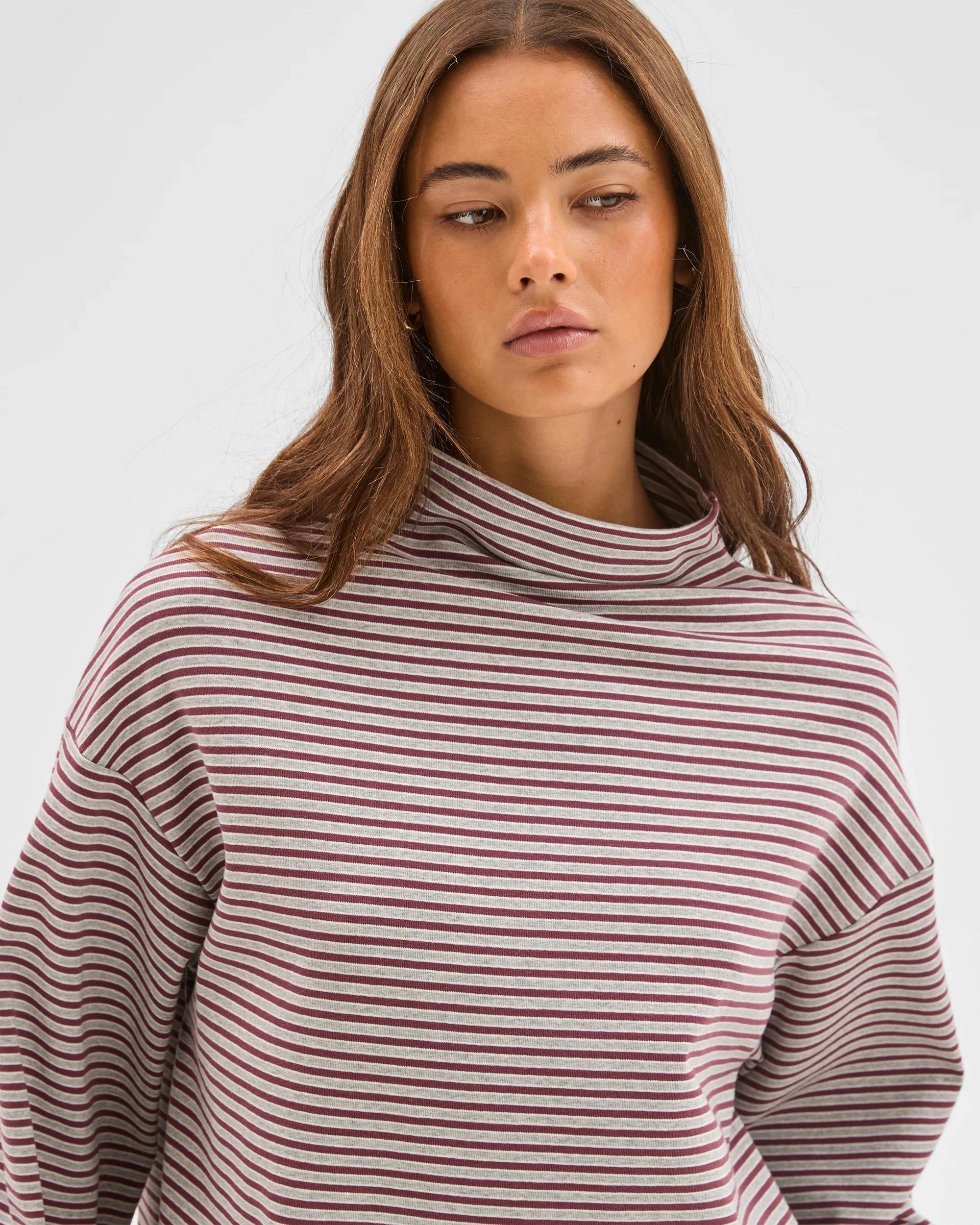 4 Lily Loves Australian Cotton High Neck Long Sleeve T-Shirt BURGUNDY, 4 of 6