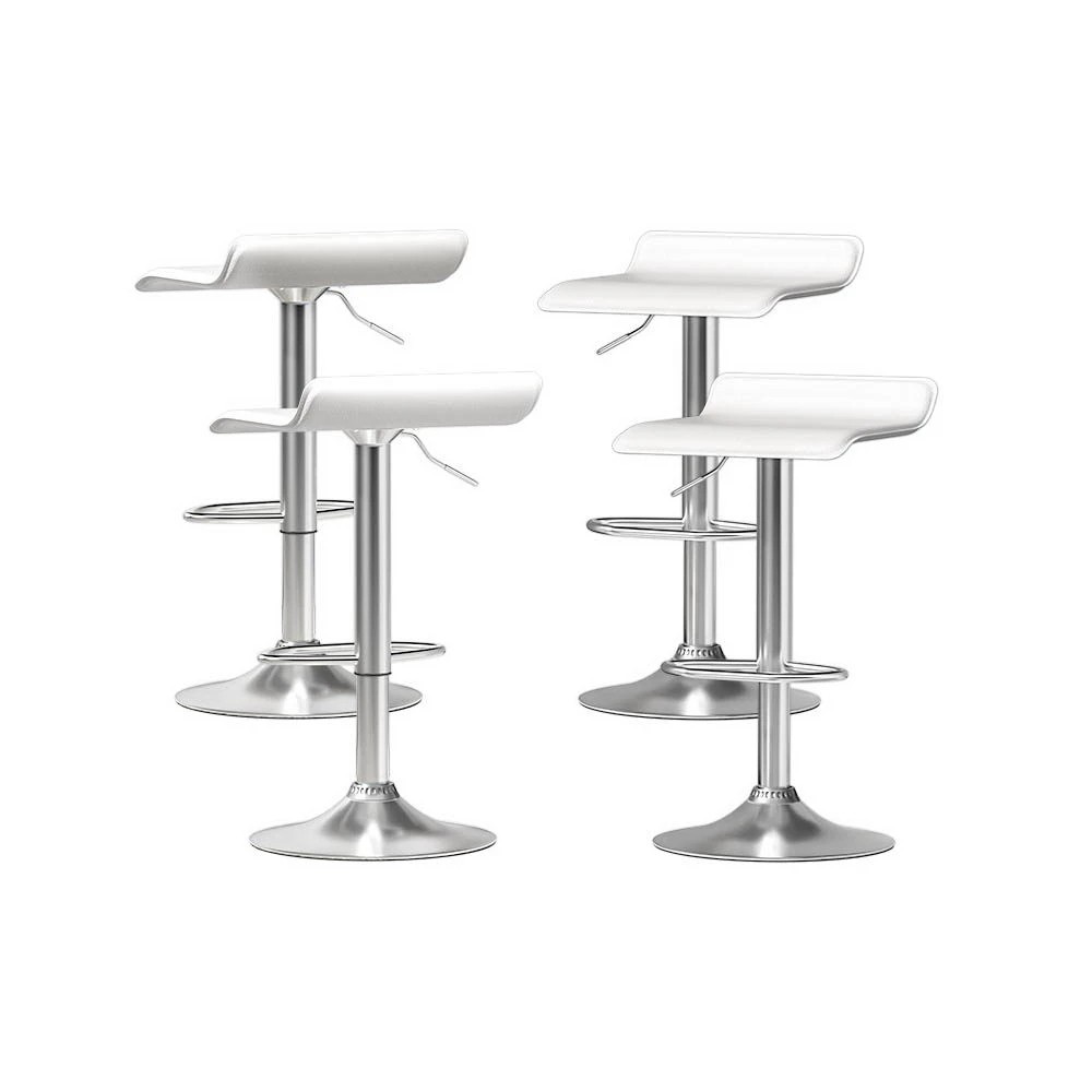 1 Artiss 4x Bar Stools Faux Leather Chair - White, 1 of 5