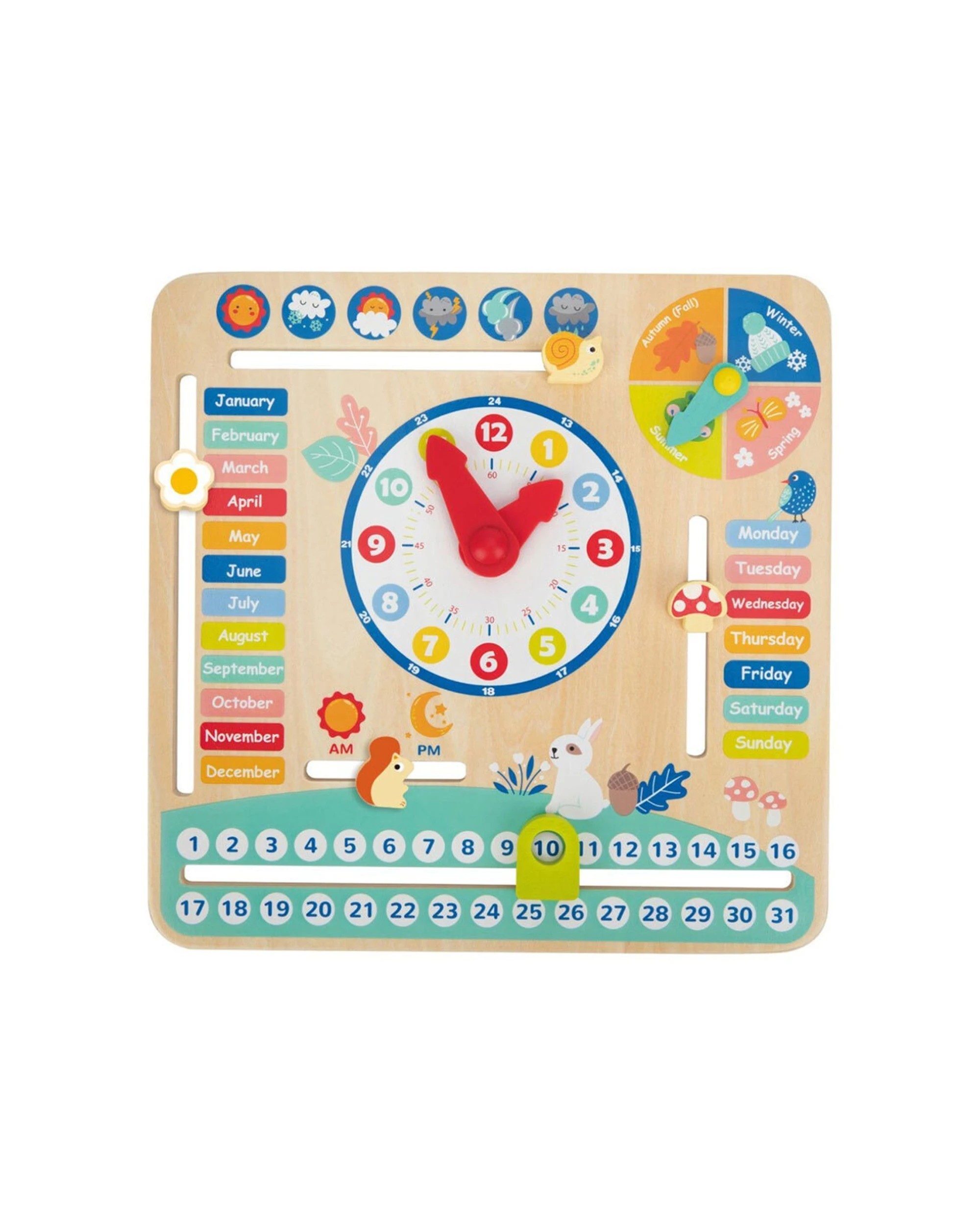 1 Tooky Toy My Forest Friend Kids Wooden Calendar With Adjustable Tabs - Black, 1 of 3