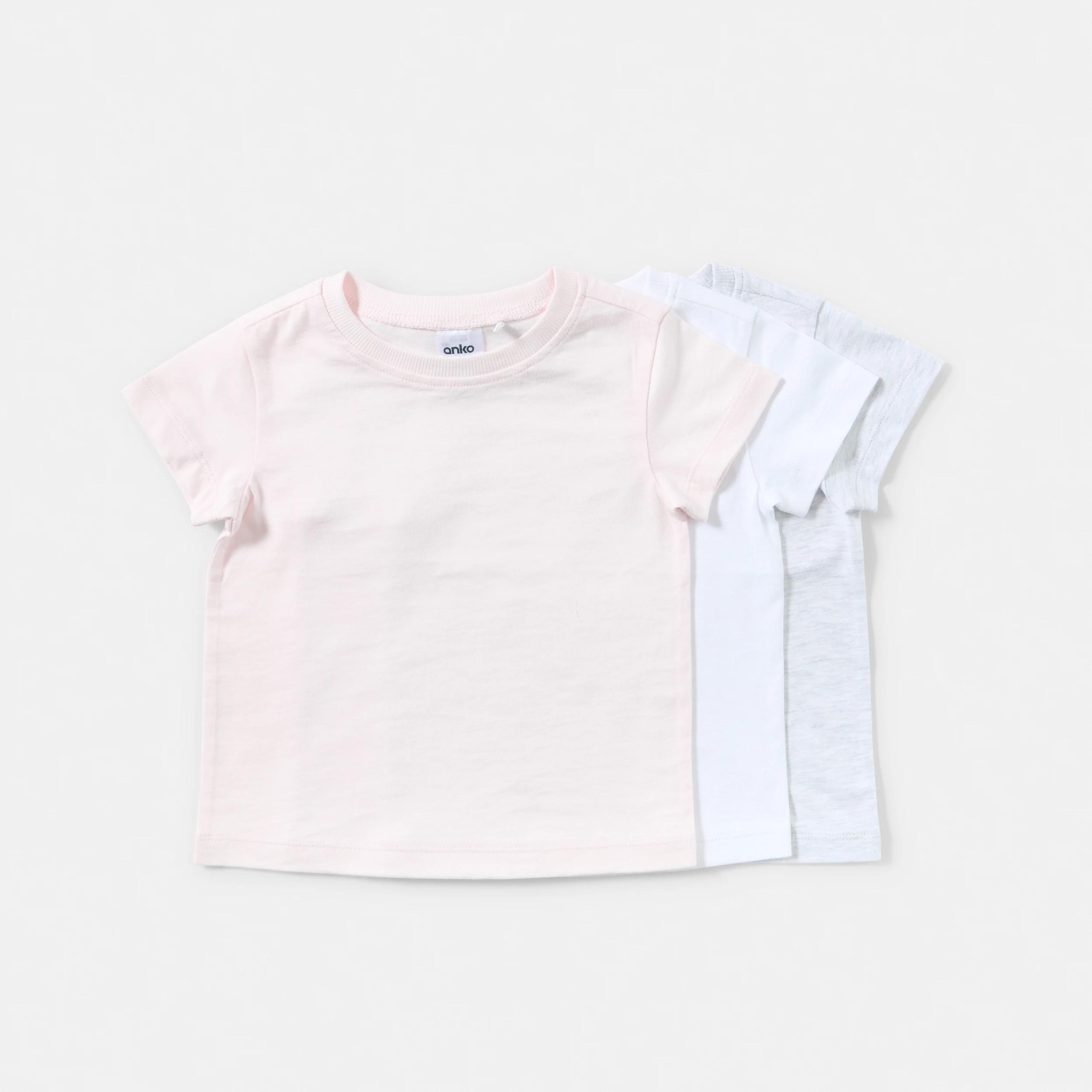 1 3 Pack Everyday T-shirt WHITE MARLE PINK 3PK, 1 of 8