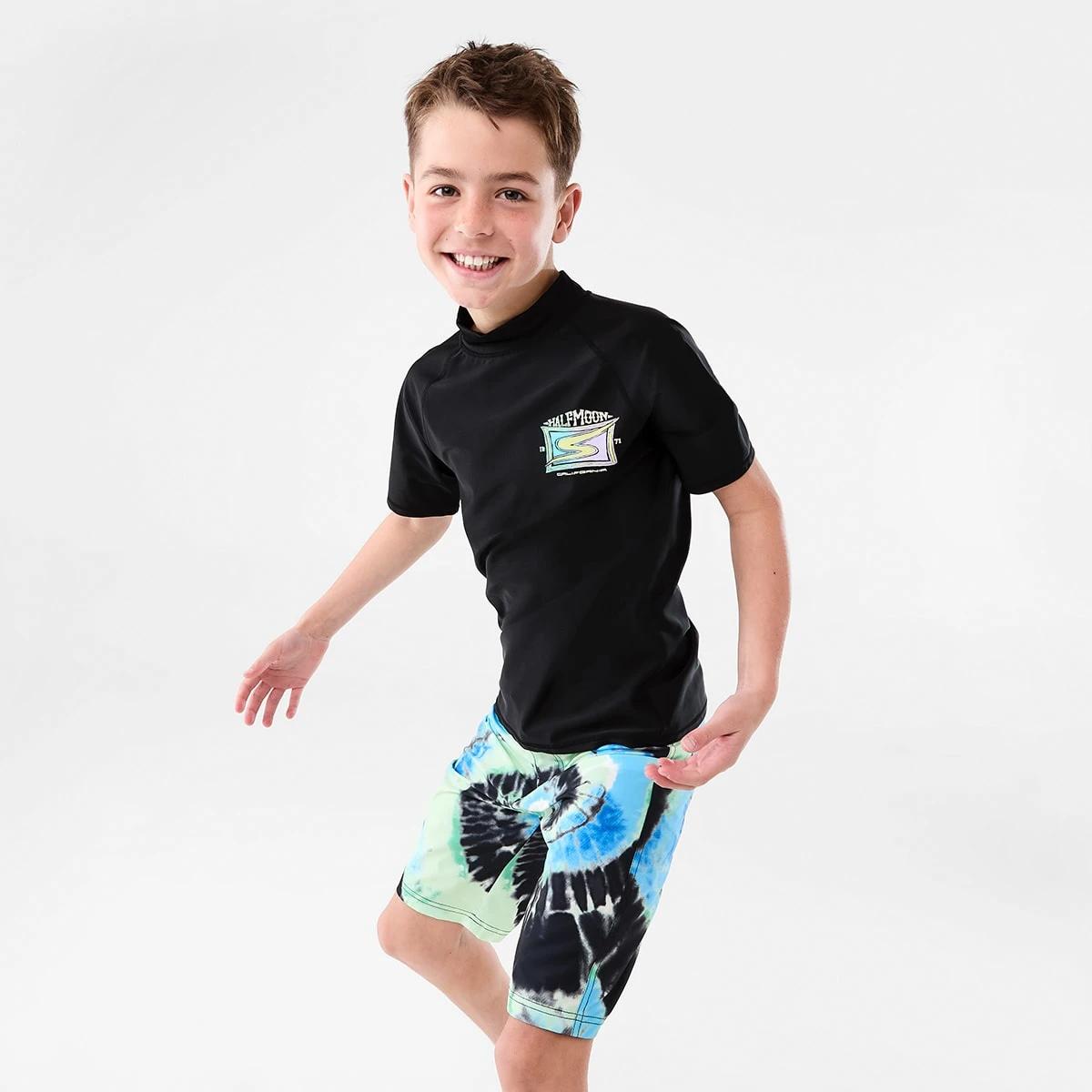 10 Short Sleeve Print Rash Vest Black, 10 of 10