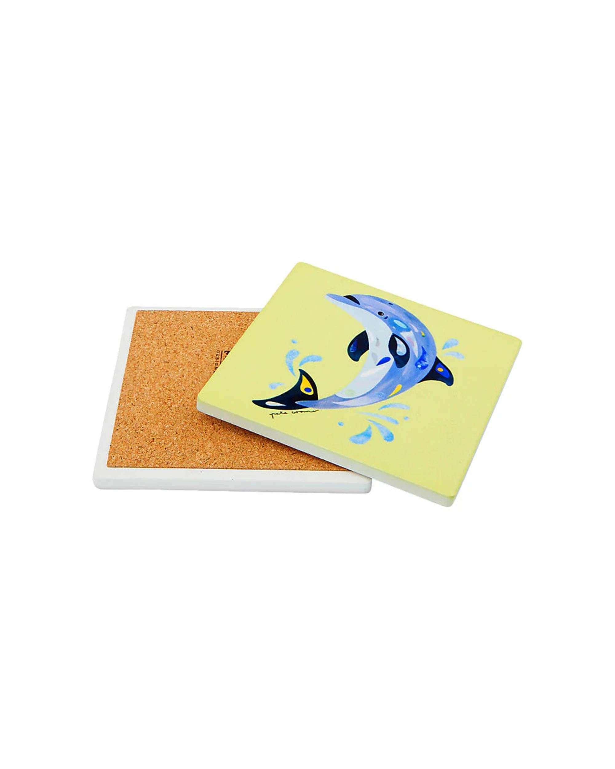 4 Maxwell & Williams Pete Cromer Ozzie Ocean Ceramic Square Coaster Dolphin
 - Yellow, 4 of 4