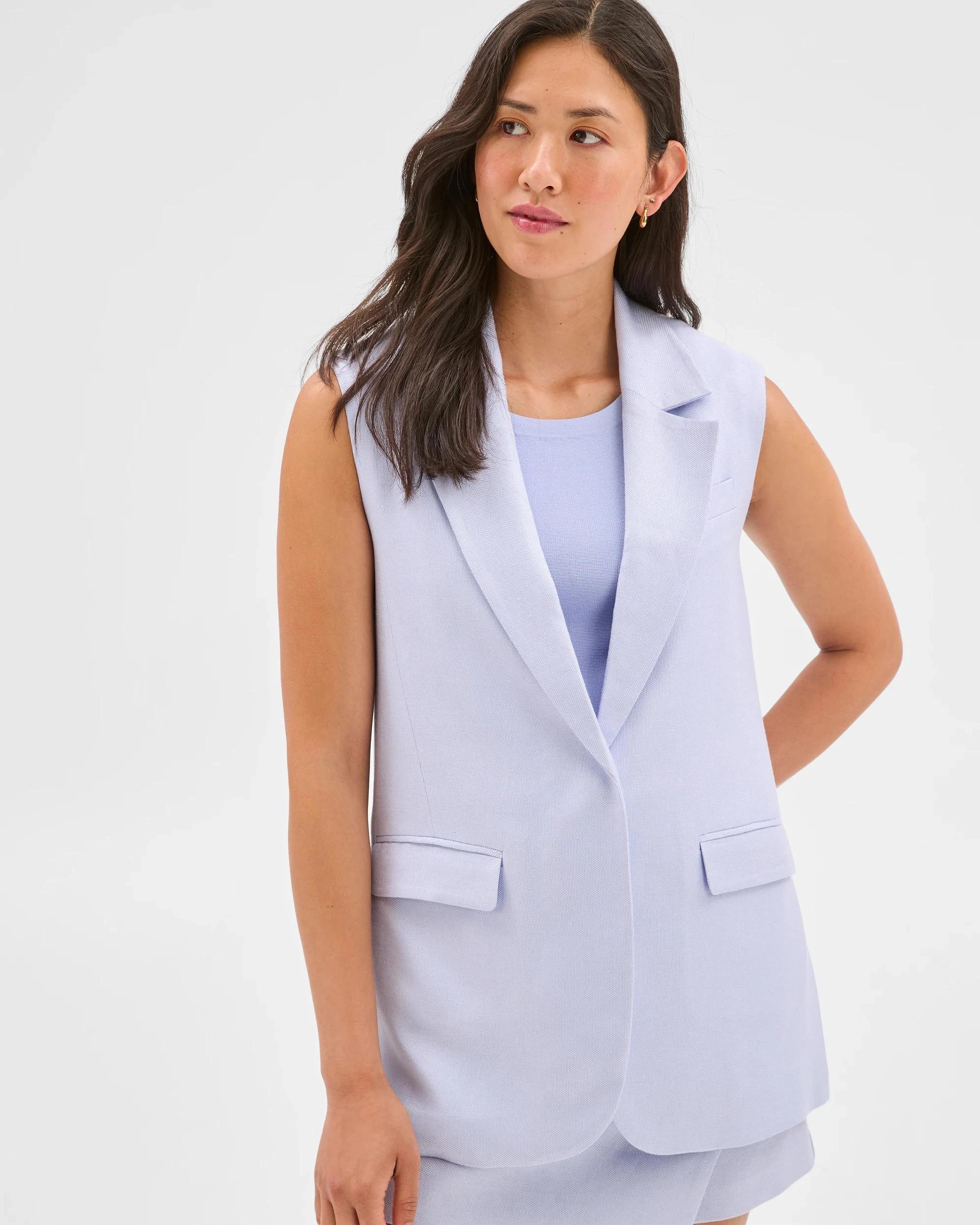 5 Textured Sleeveless Blazer - Preview BABY LAVENDER, 5 of 6