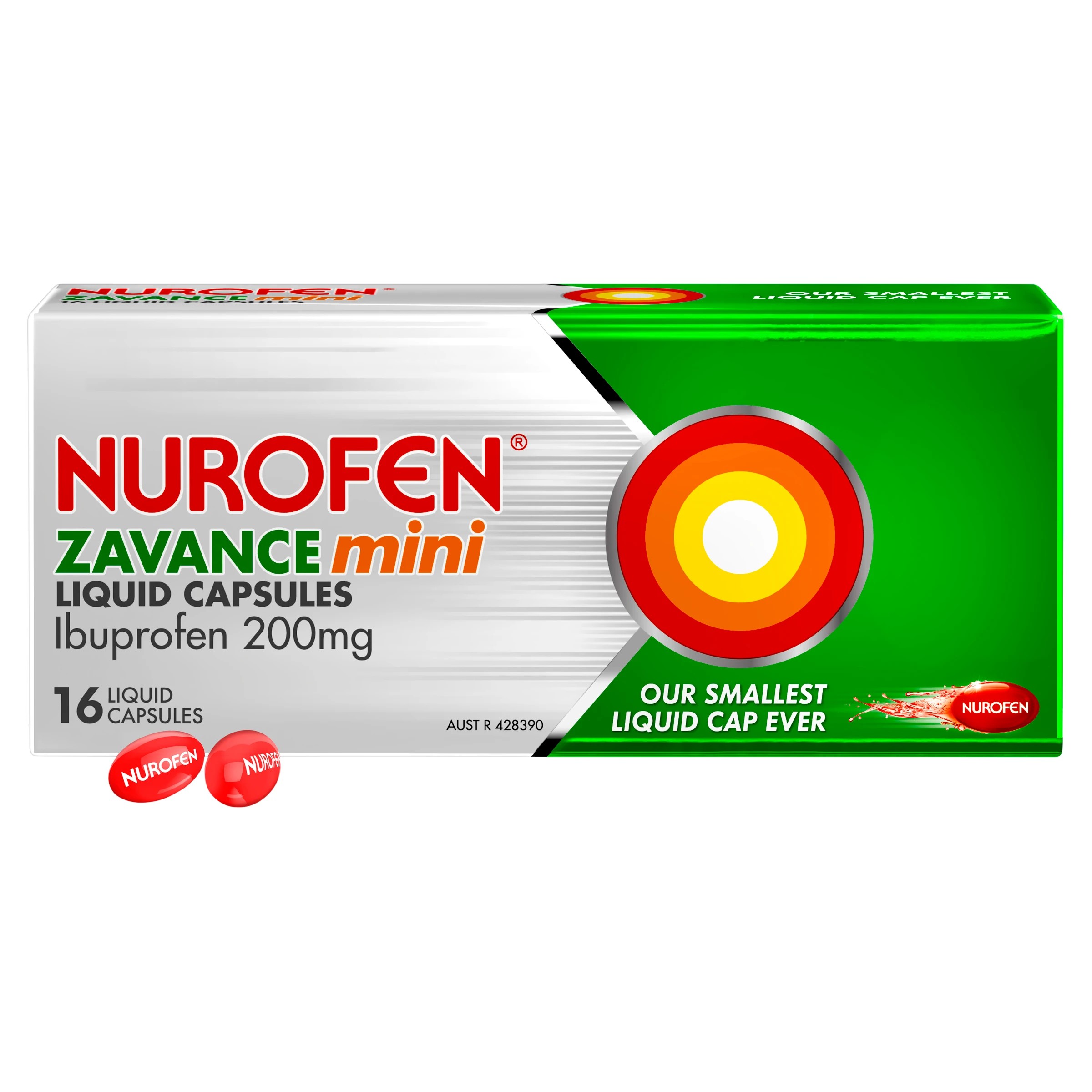 1 16 Pack Nurofen Zavance Mini Liquid Capsules Ibuprofen 200mg, 1 of 10