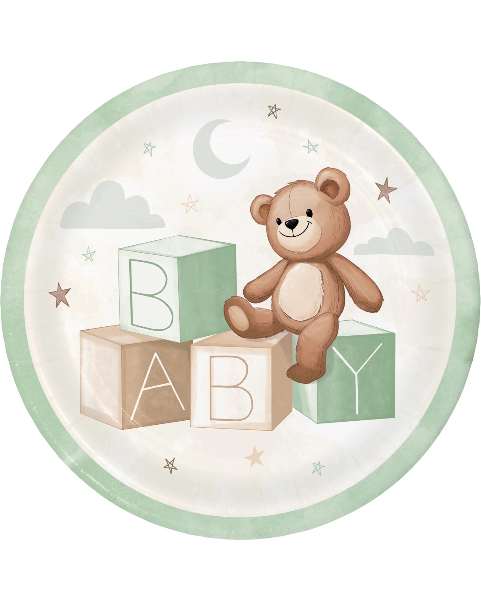 1 Creative Converting Teddy Bear Dreams Baby Shower Large Paper Plates Pack of 8 - Multi, 1 of 1